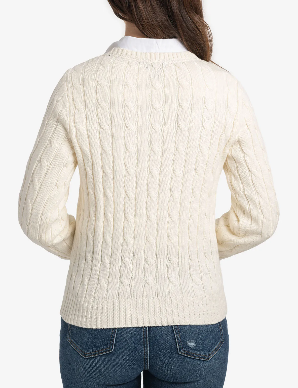 CREW NECK CABLE PULLOVER SWEATER