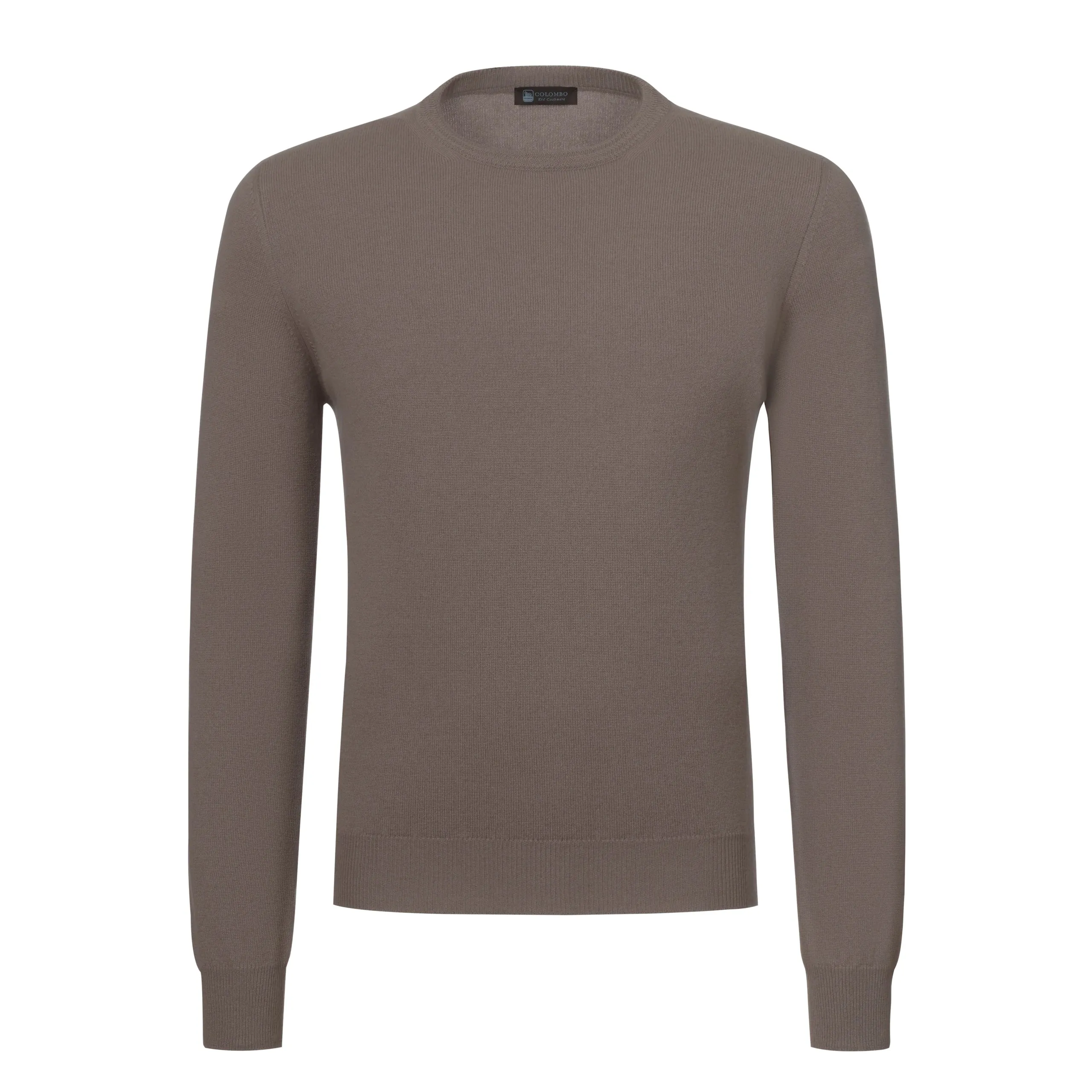 Crew-Neck Cashmere Pullover in Greige