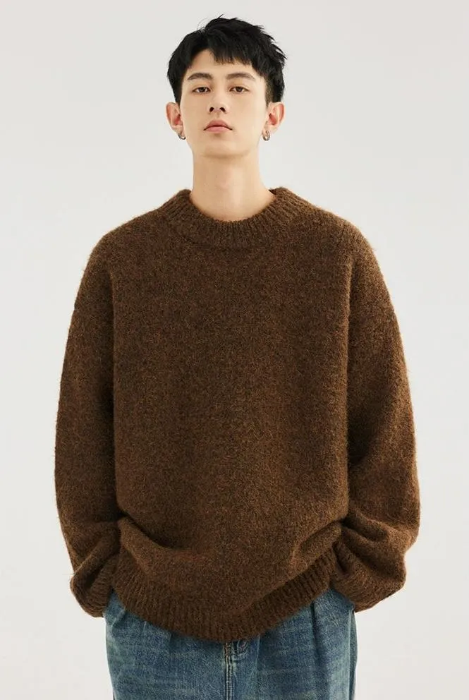 Crew Neck Relaxed-Fit Knit Sweater