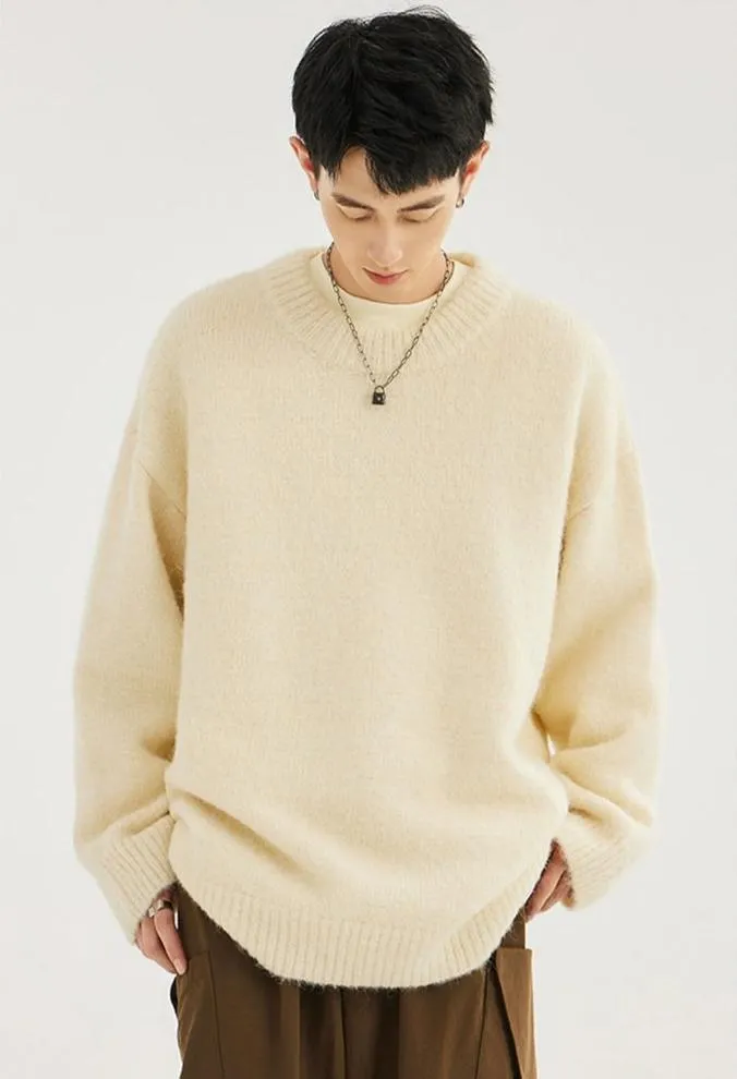 Crew Neck Relaxed-Fit Knit Sweater