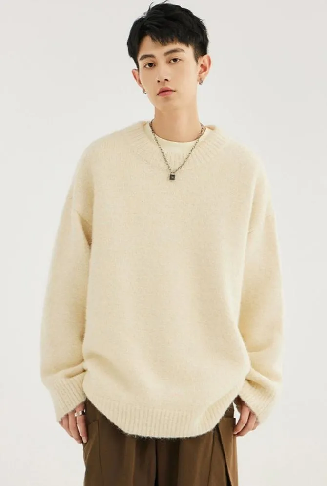 Crew Neck Relaxed-Fit Knit Sweater