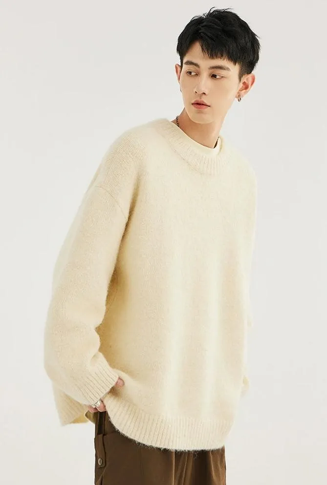 Crew Neck Relaxed-Fit Knit Sweater