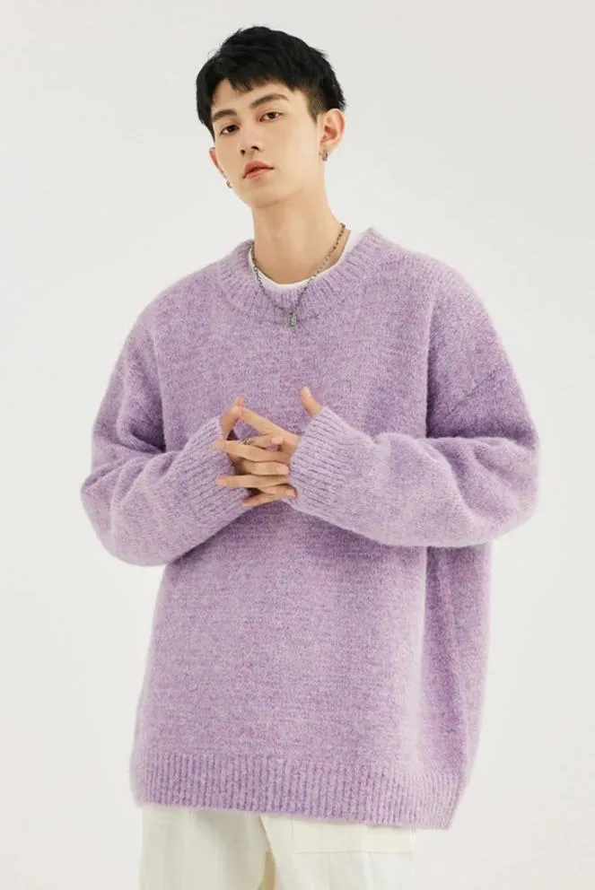 Crew Neck Relaxed-Fit Knit Sweater