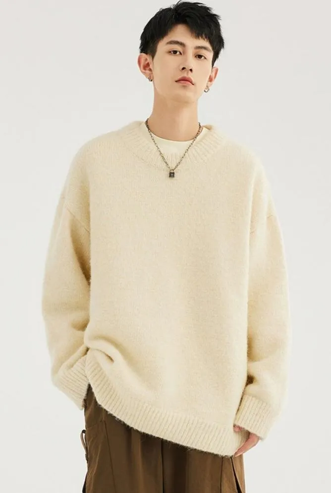 Crew Neck Relaxed-Fit Knit Sweater