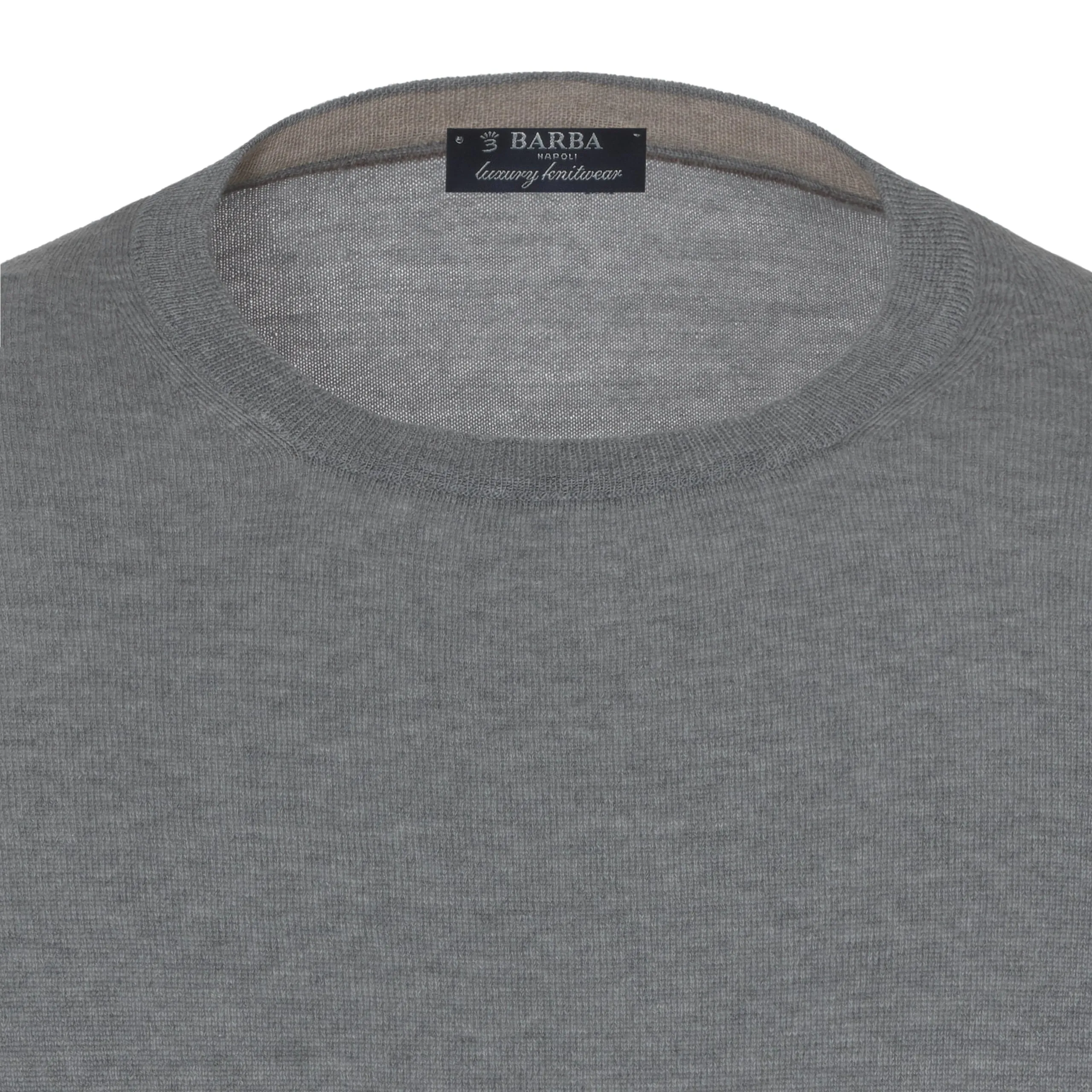 Crew-Neck Virgin Wool Pullover in Grey Melange