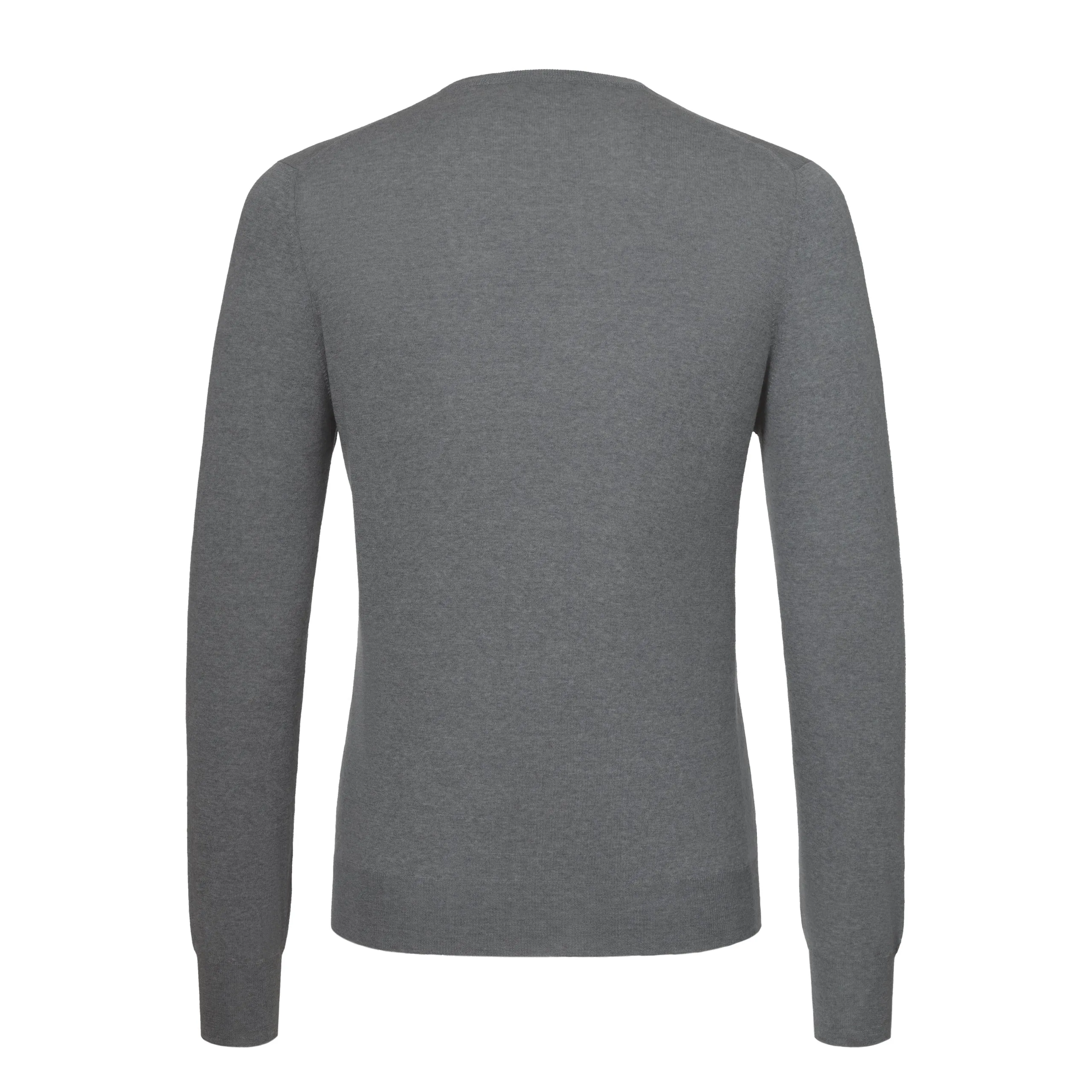 Crew-Neck Virgin Wool Pullover in Grey Melange