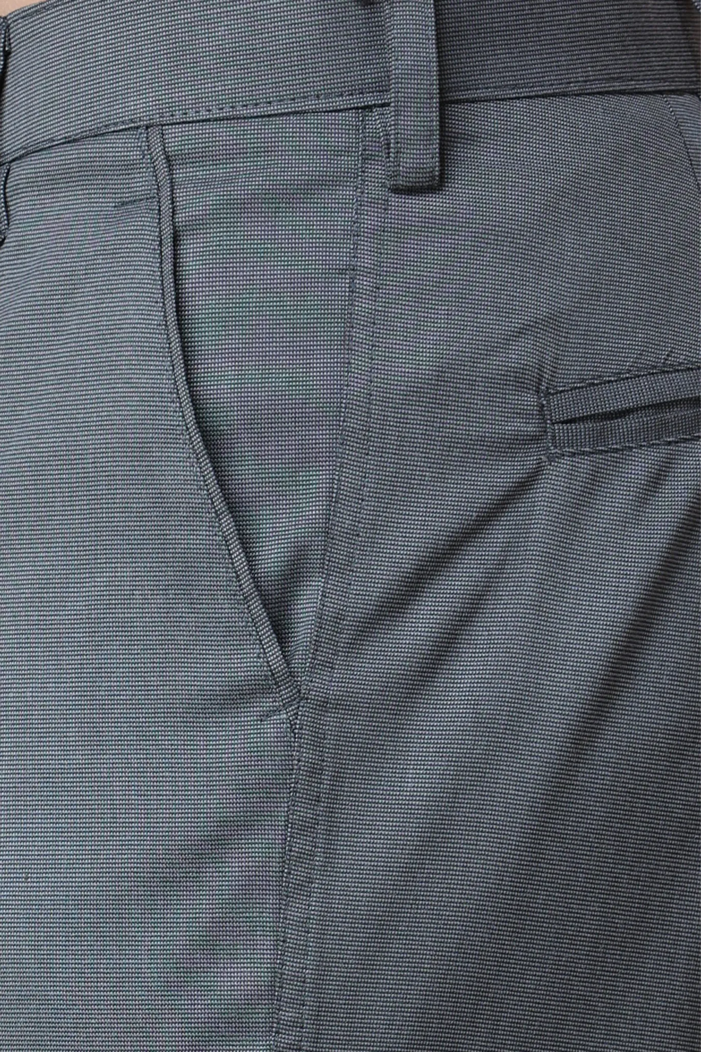 Dark Grey Textured Stretch Trousers