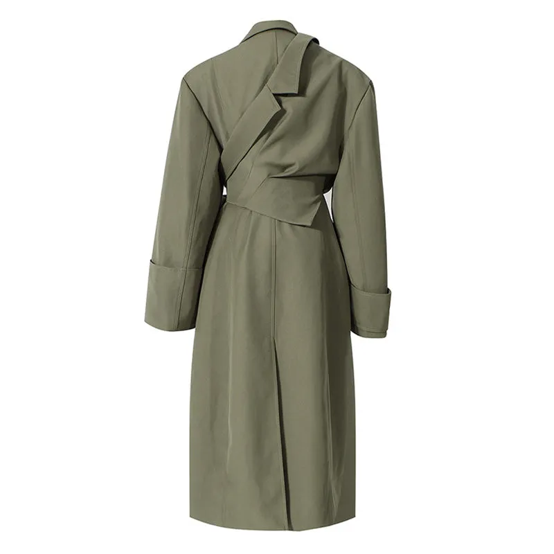 Deconstructed Lapel Collar Single Breasted Detachable Layered Trench Coat