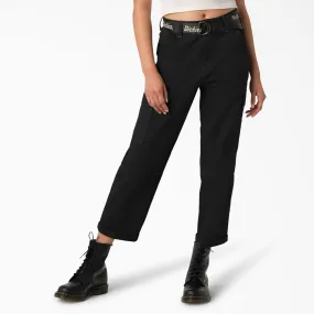 DICKIES - WOMENS CROPPED CARGO PANTS - BLACK