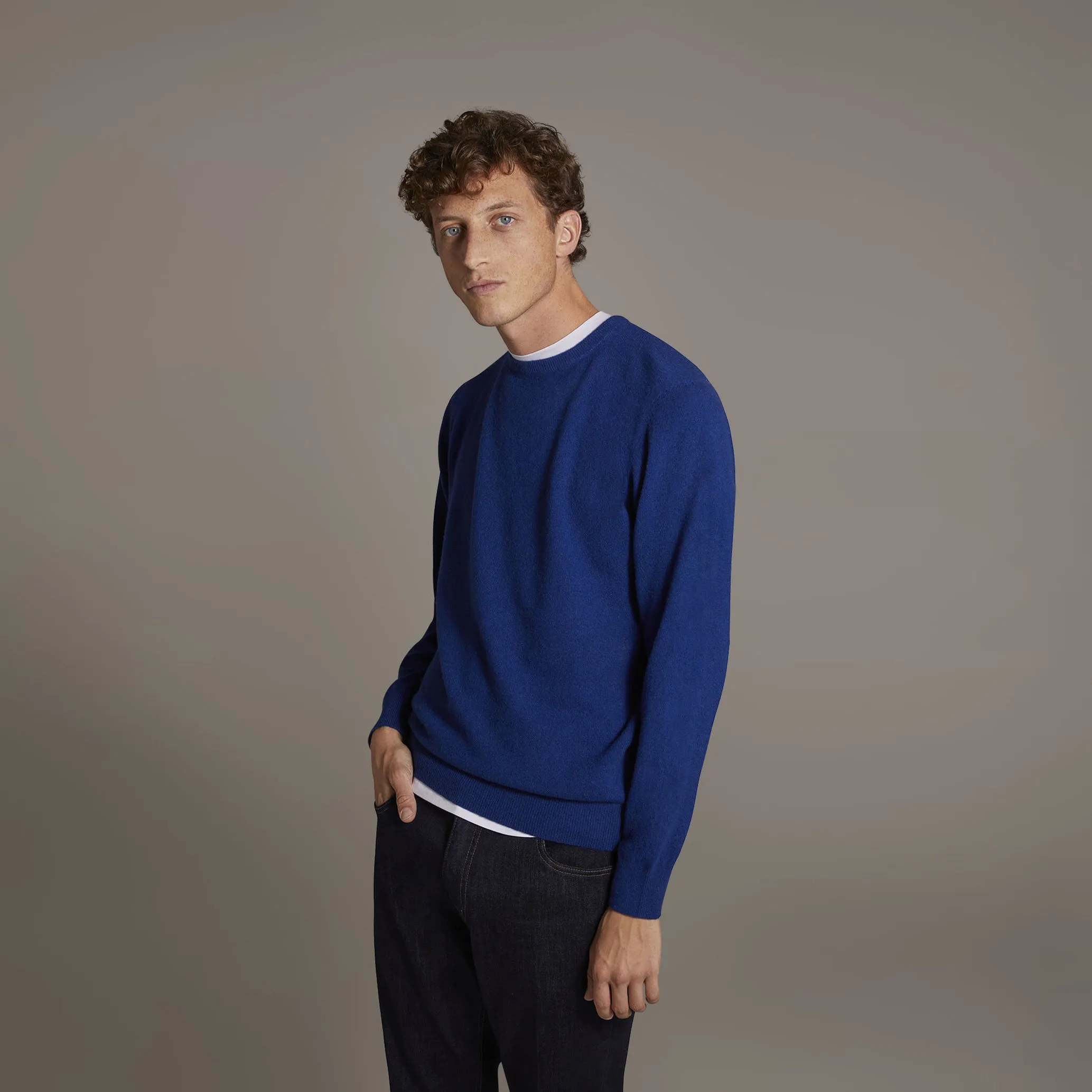 Doppelganger - Men 'Blue' Lambswool Blend Crew Neck Sweater D301