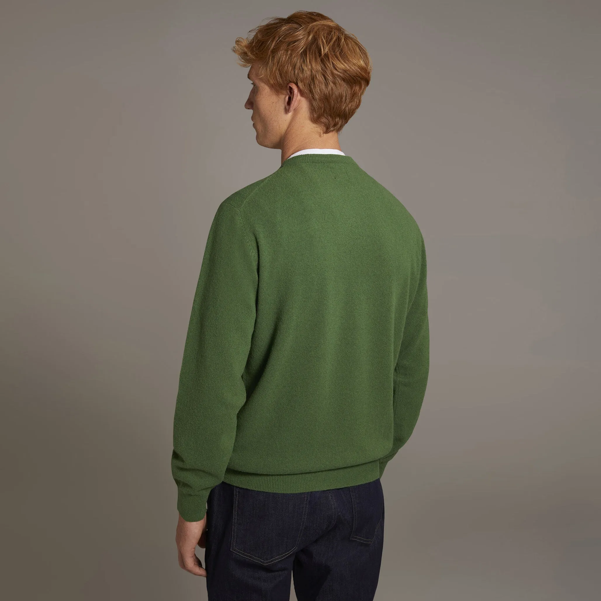 Doppelganger - Men 'Olive' Lambswool Blend Crew Neck Sweater D299