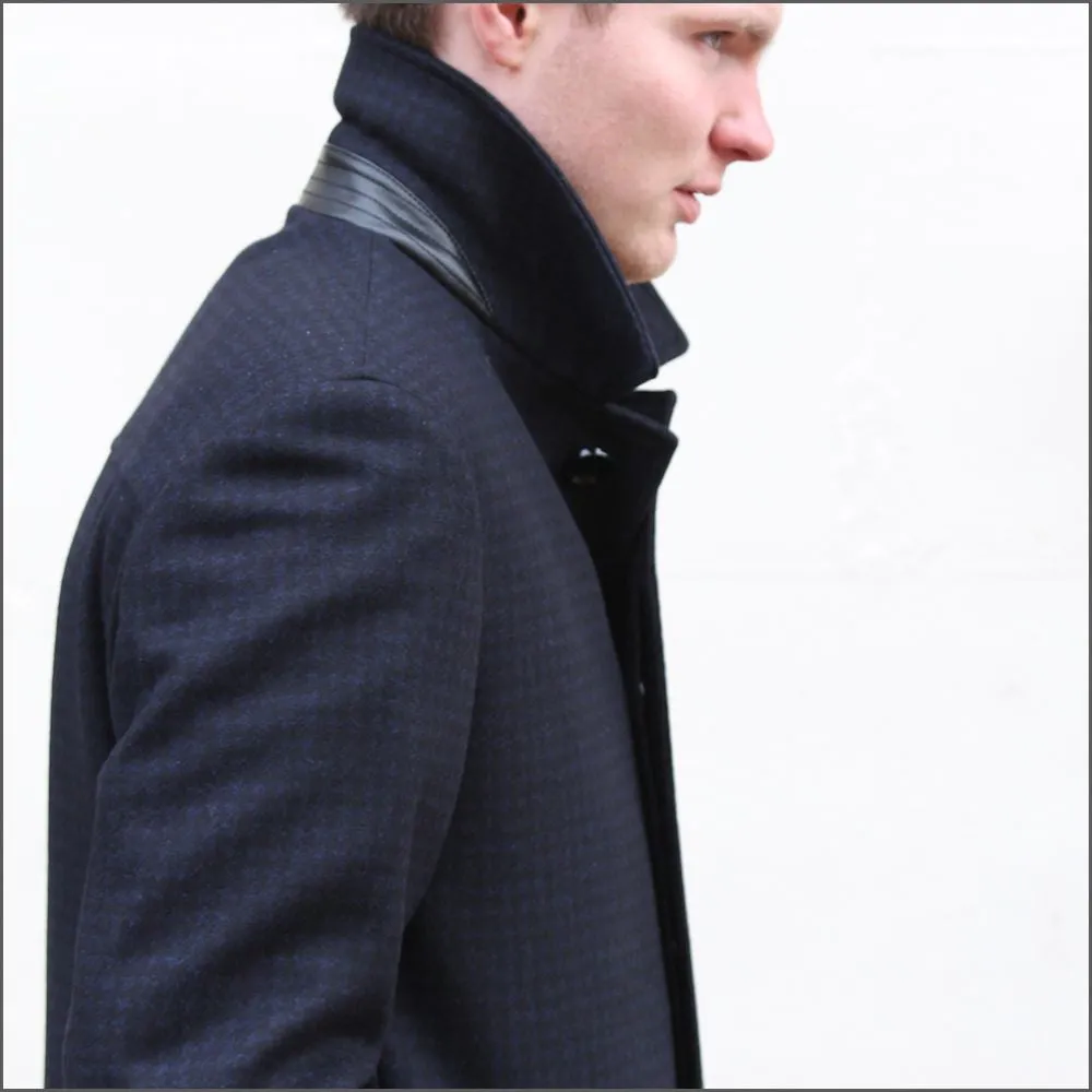 Douglas Lincoln Navy Wool/Cashmere Car Coat<>