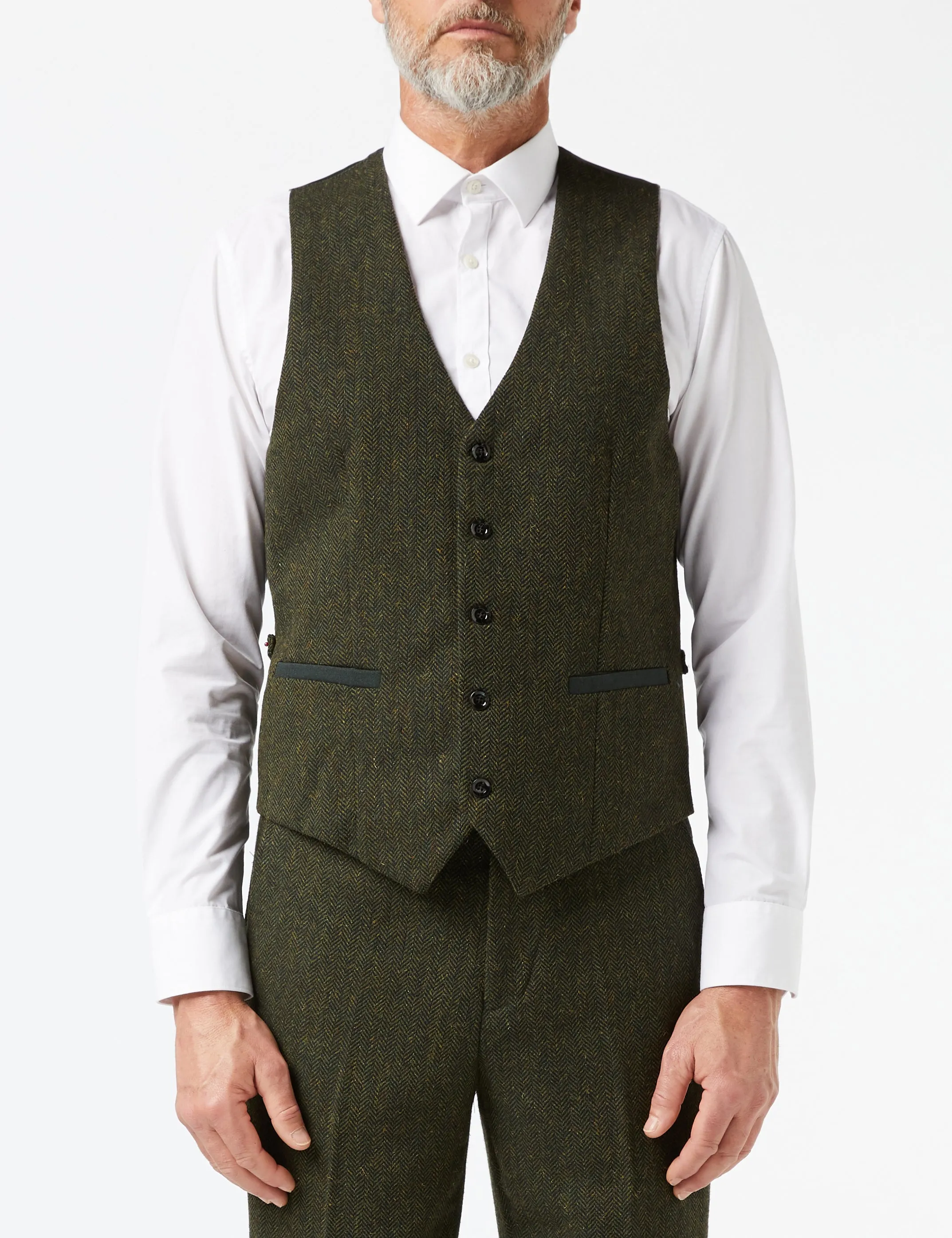 EDWARD HERRINGBONE TWEED SUIT IN OLIVE