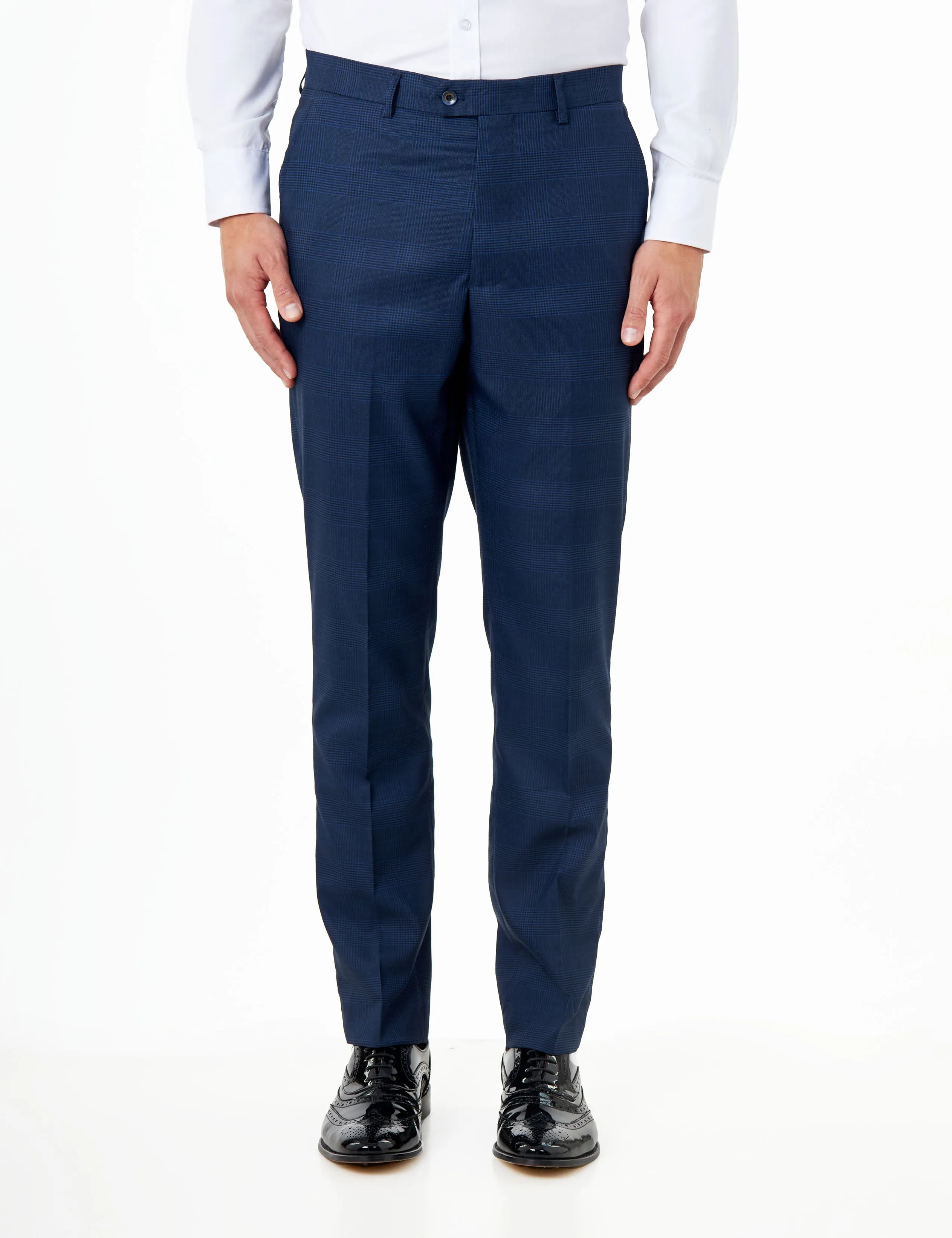 EKON - Navy Prince of Wales Check Suit Tailored Fit