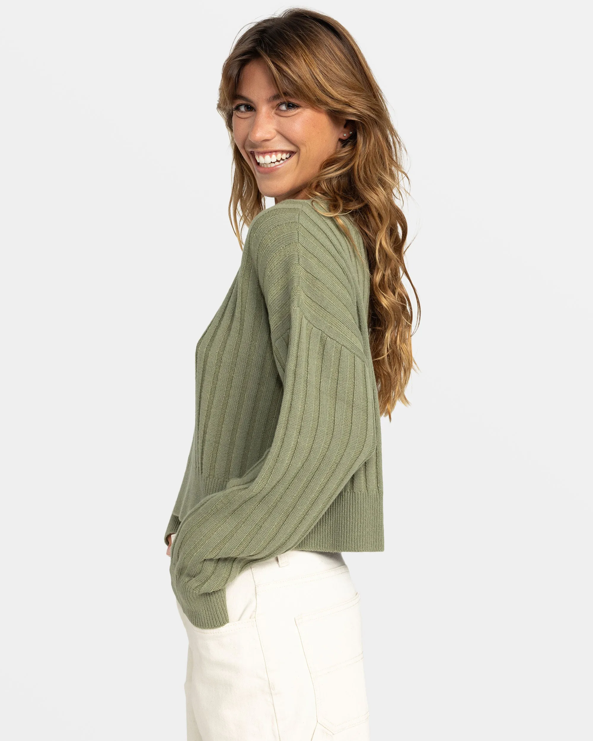 Exploring Diary Crew Neck Sweater - Oil Green