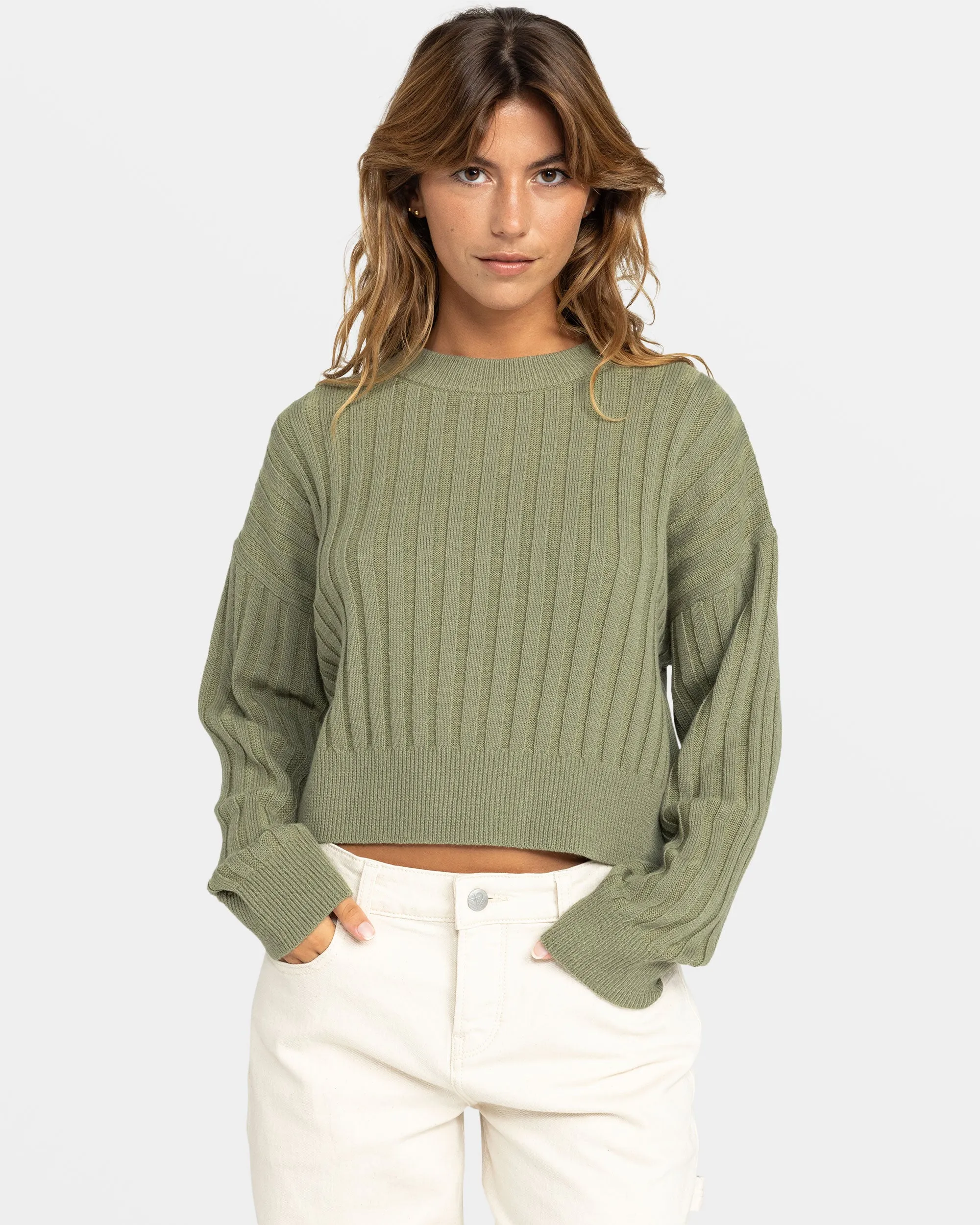 Exploring Diary Crew Neck Sweater - Oil Green