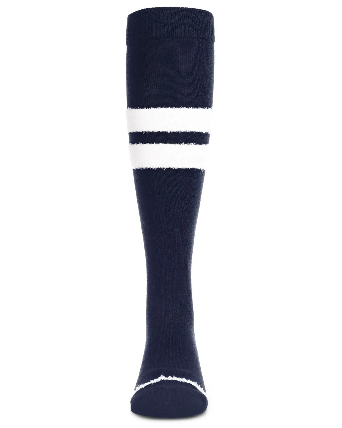 Fuzzy Stripe Cotton Blend Knee High Socks