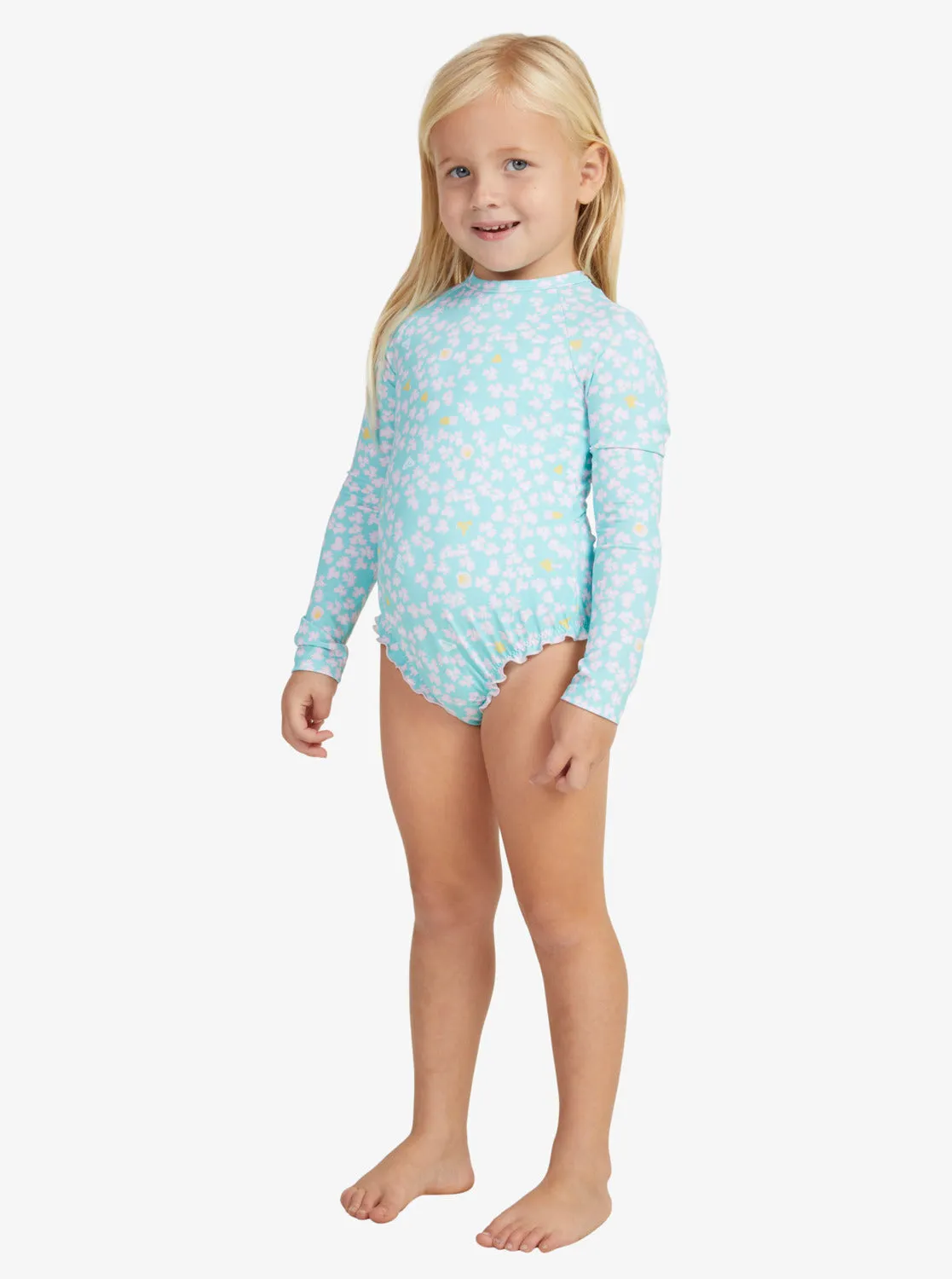 Girls 2-7 Teenie Ditsy One-Piece Rashguard - Aruba Blue Teenie Ditsy