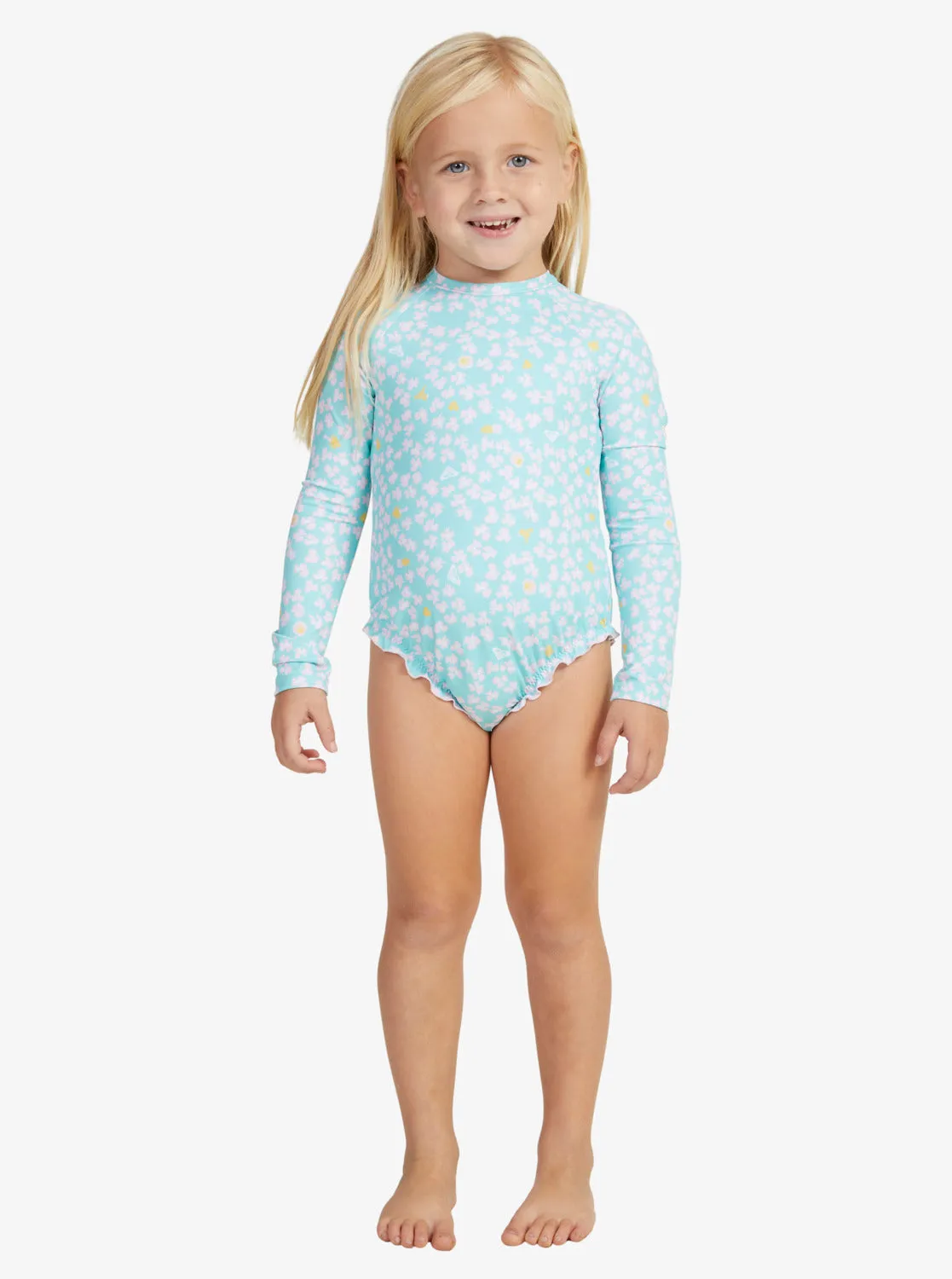 Girls 2-7 Teenie Ditsy One-Piece Rashguard - Aruba Blue Teenie Ditsy