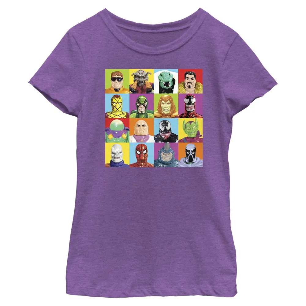 Girl's Marvel Spider-Man Beyond Amazing SPIDEY FIGURE SQUARES T-Shirt