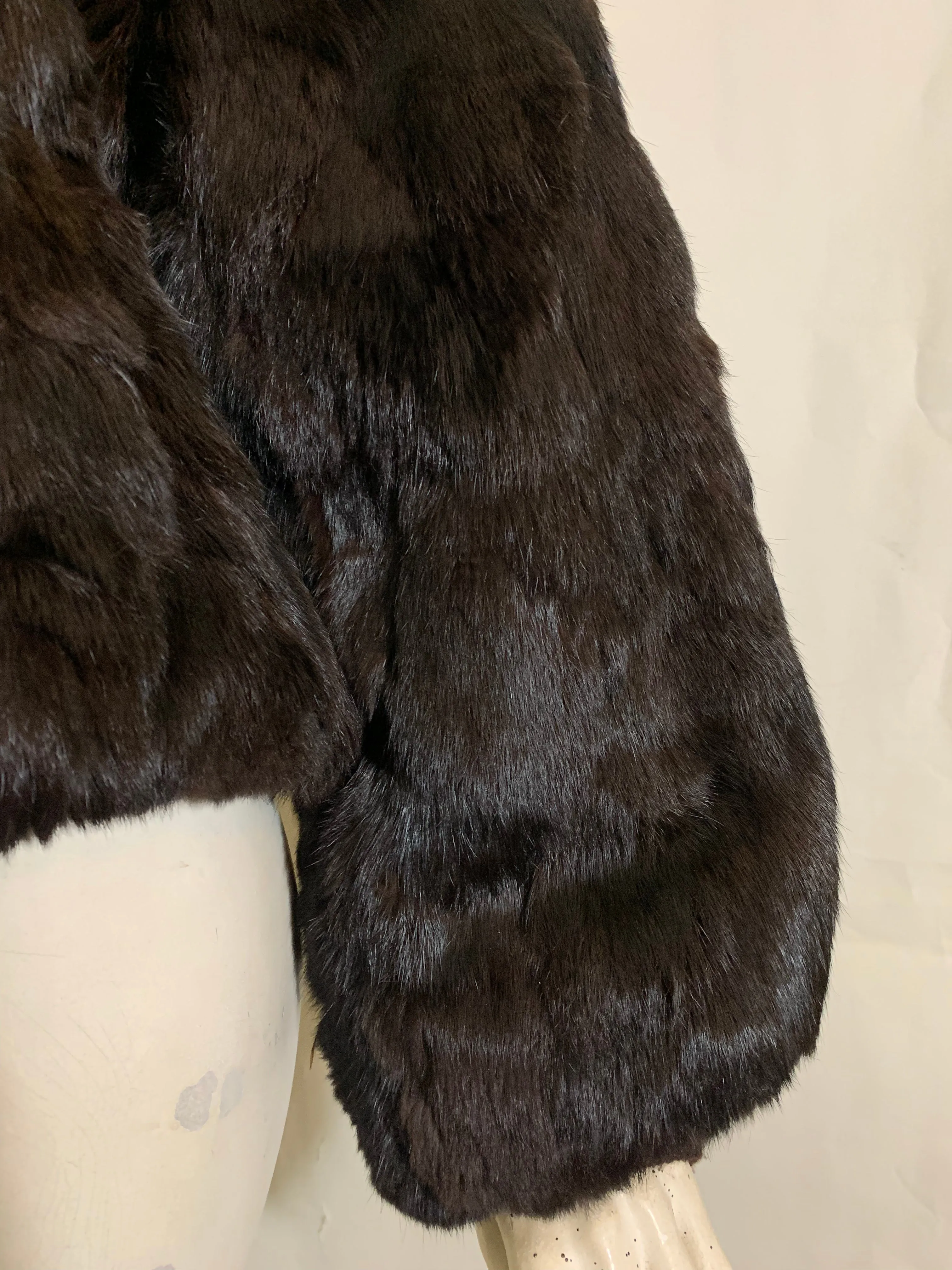 Glossy Deep Brown Rabbit Fur Jacket circa 1980s