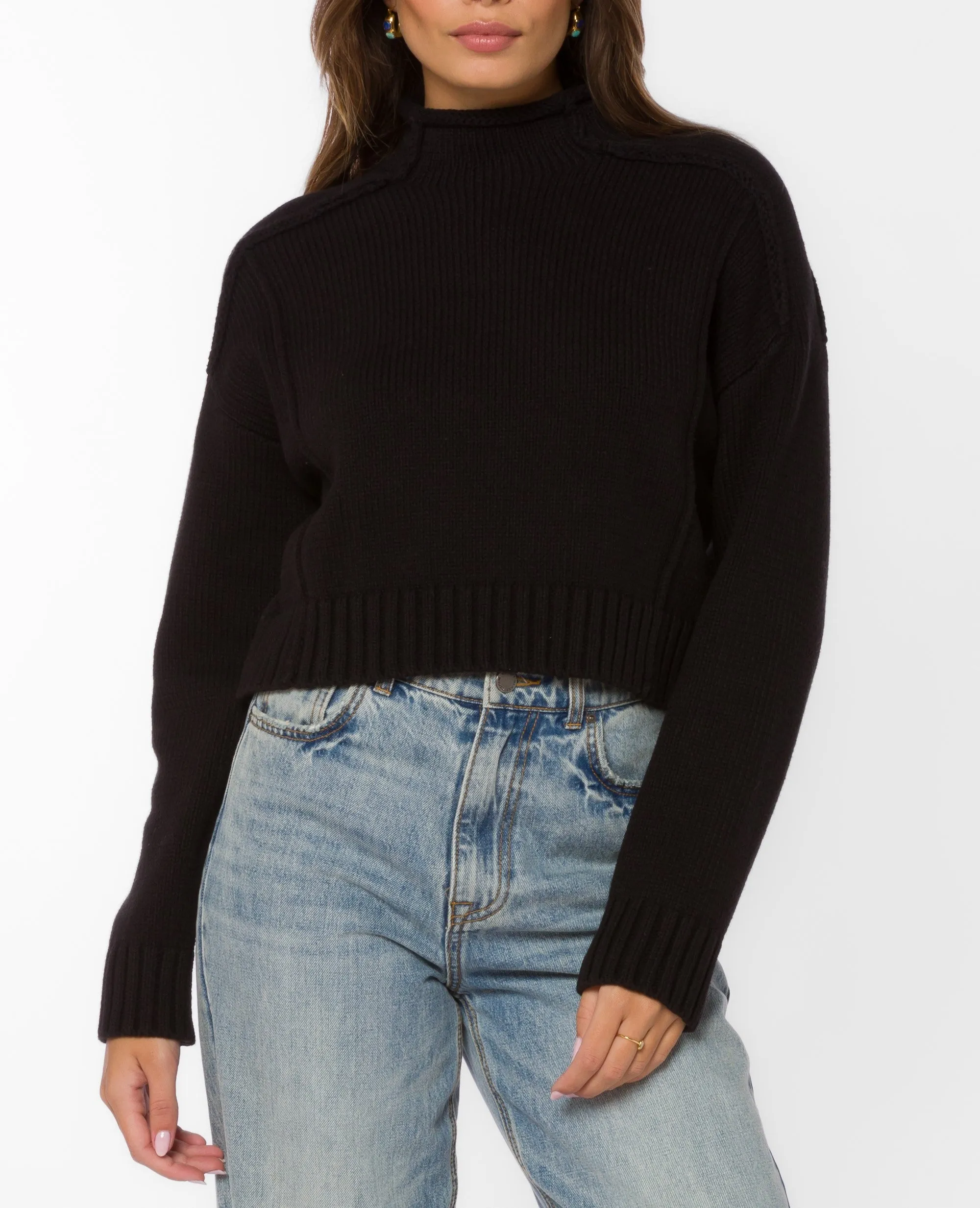 Goodwin Mock Neck Crop Sweater Velvet Heart