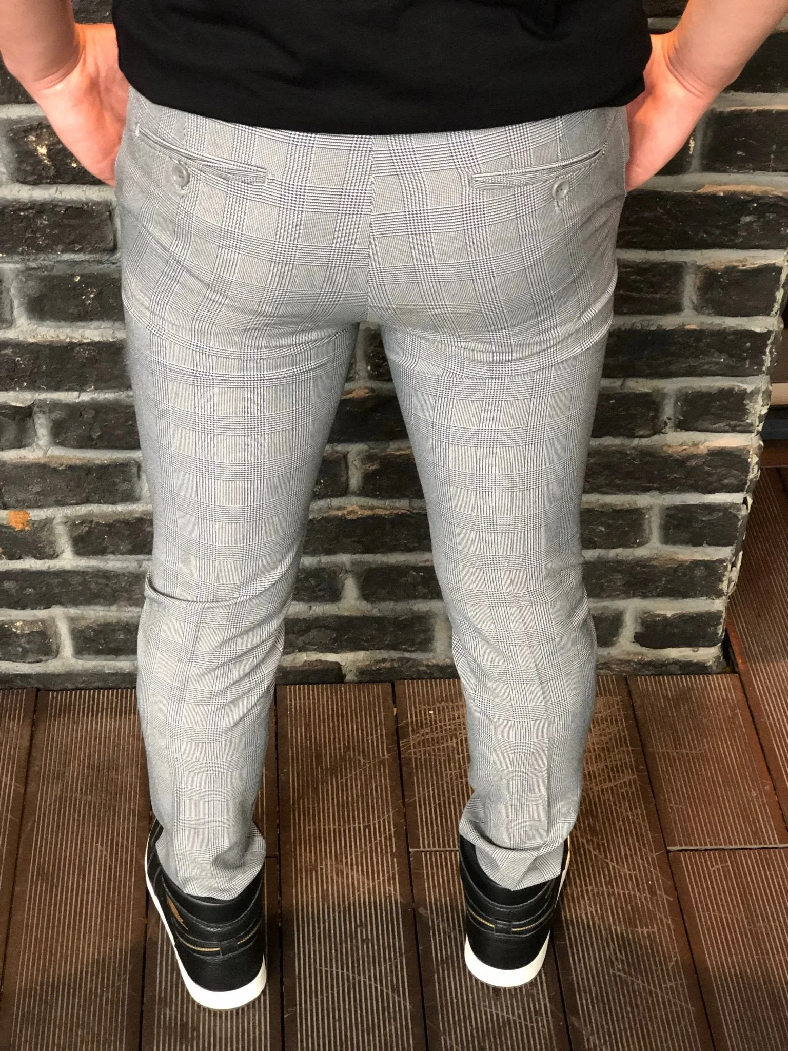 Gray Checkered Slim Fit Casual Mens Pant DJ181 Mens Pant