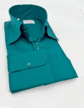 Green High Collar Shirt, mens