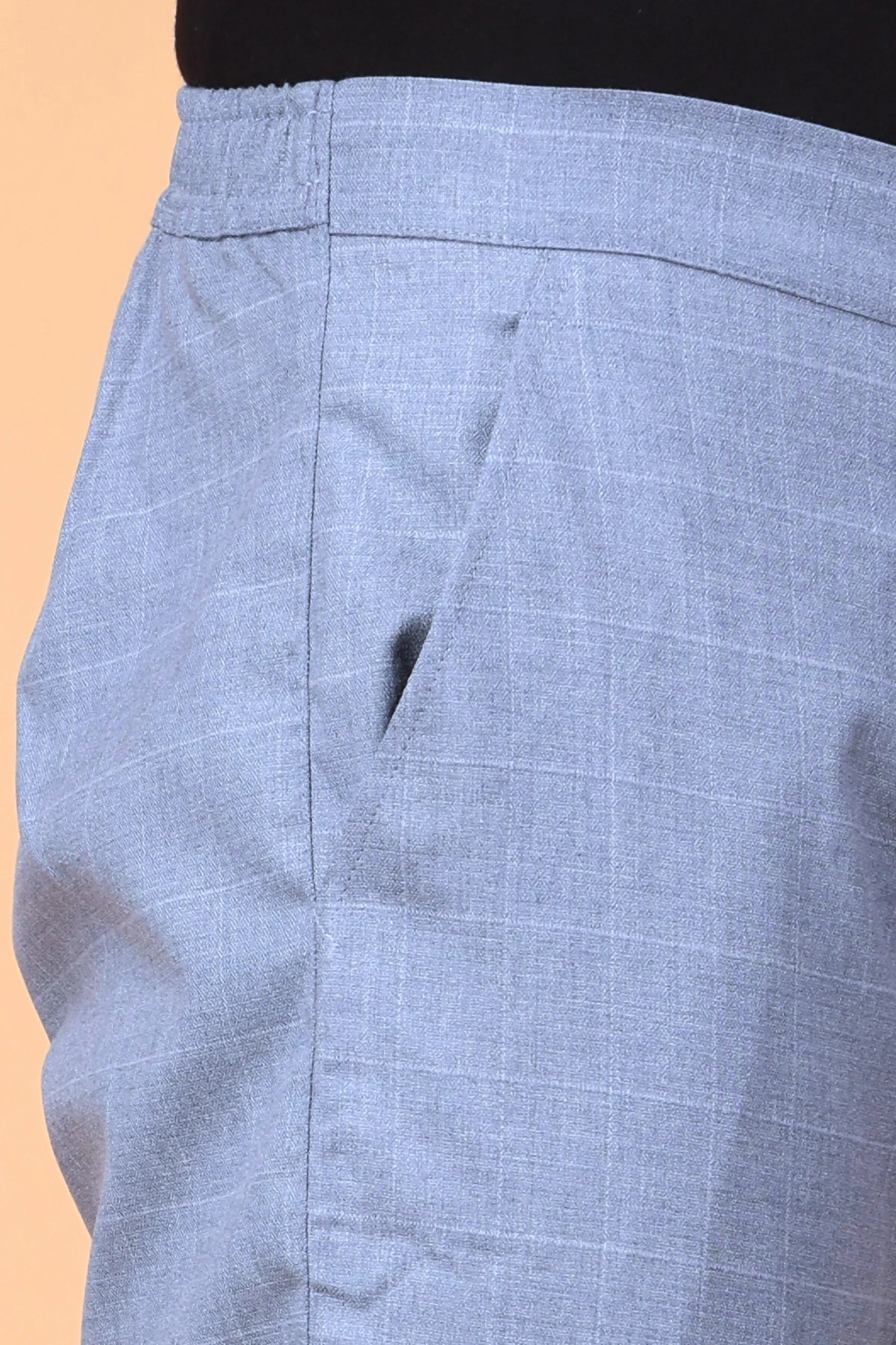 Grey Checked Comfort Fit Trousers