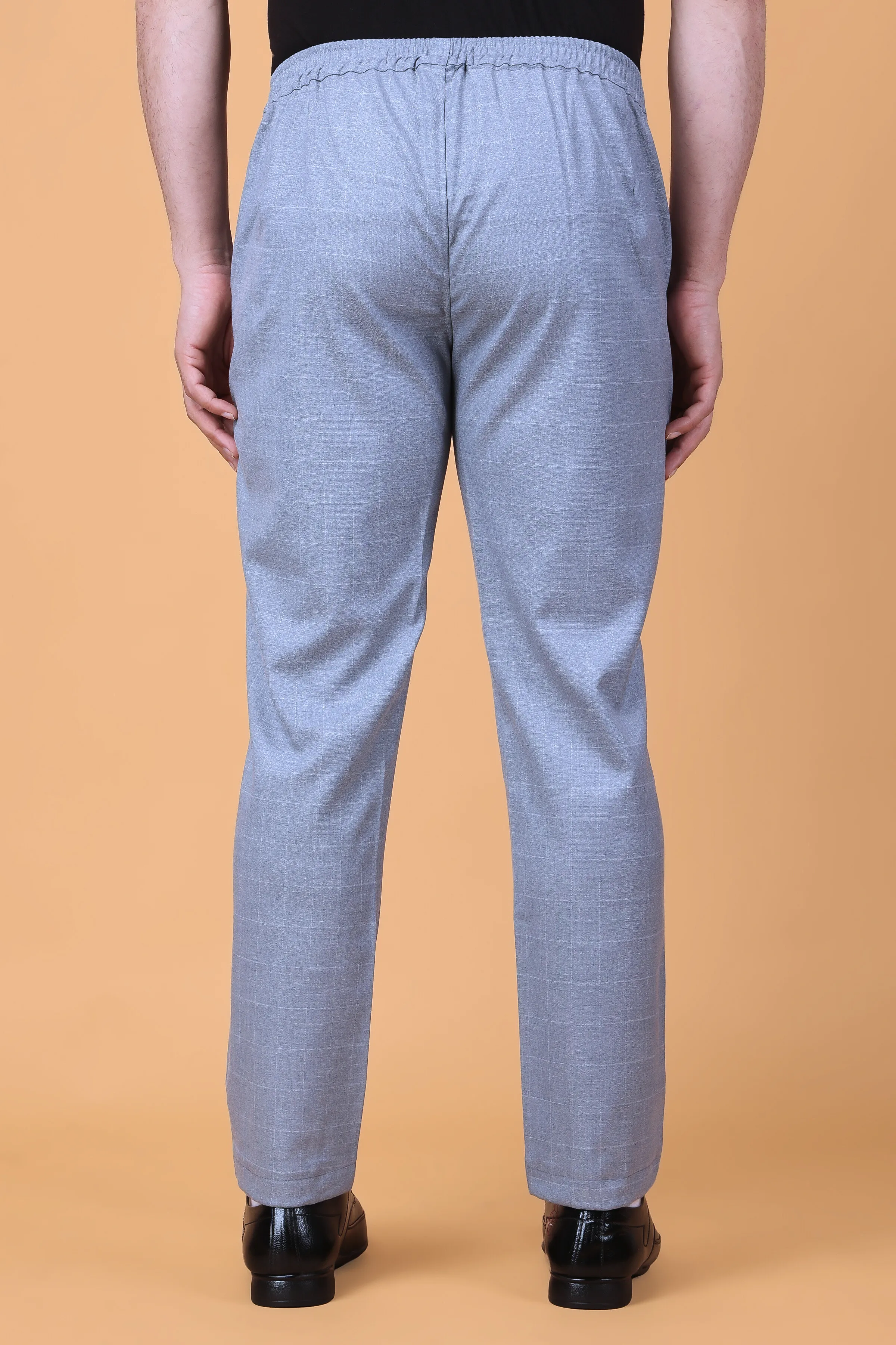 Grey Checked Comfort Fit Trousers