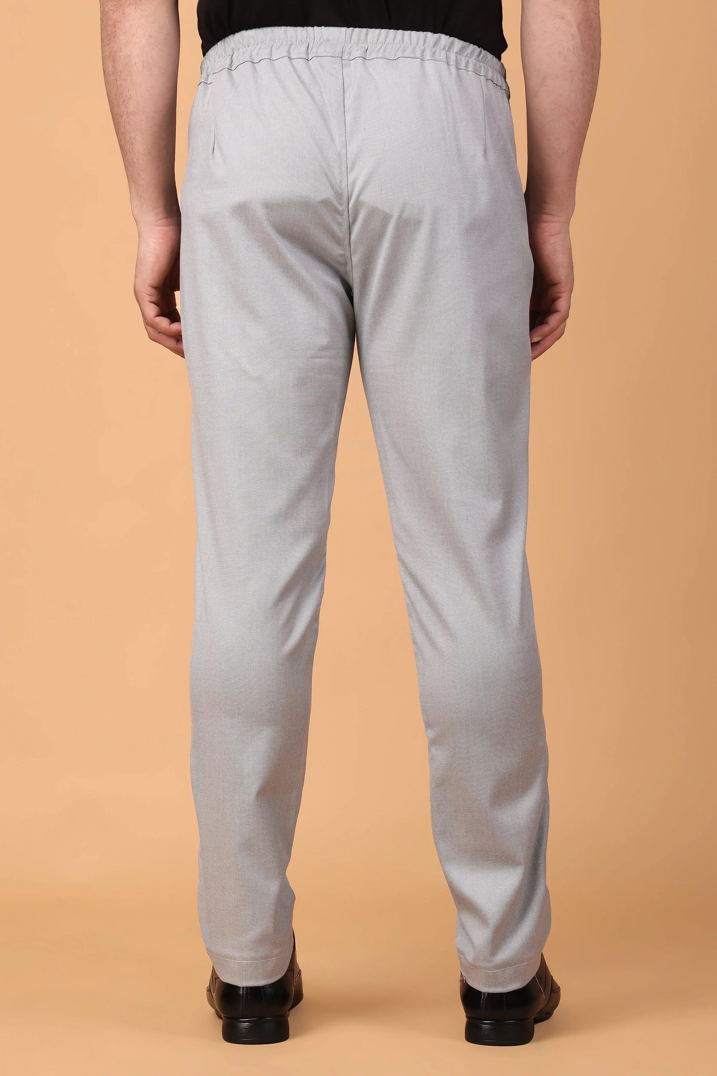 Grey Textured Comfort Fit Formal Trousers