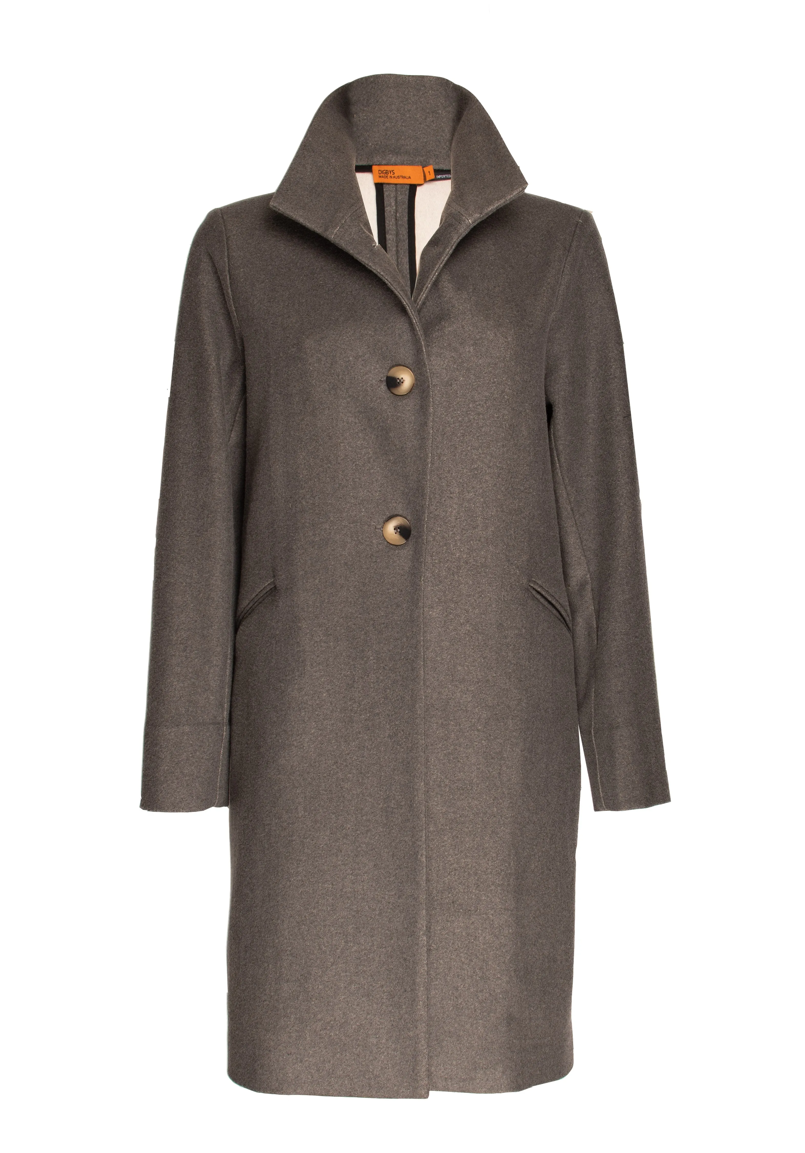 Grey/Cream HIgh Collar Short Coat 9235