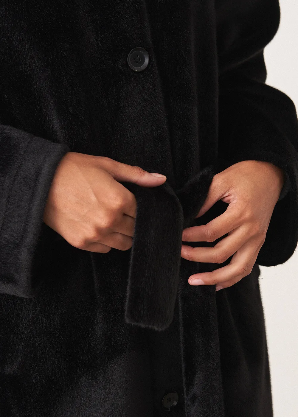 HARPER FAUX FUR COAT - BLACK