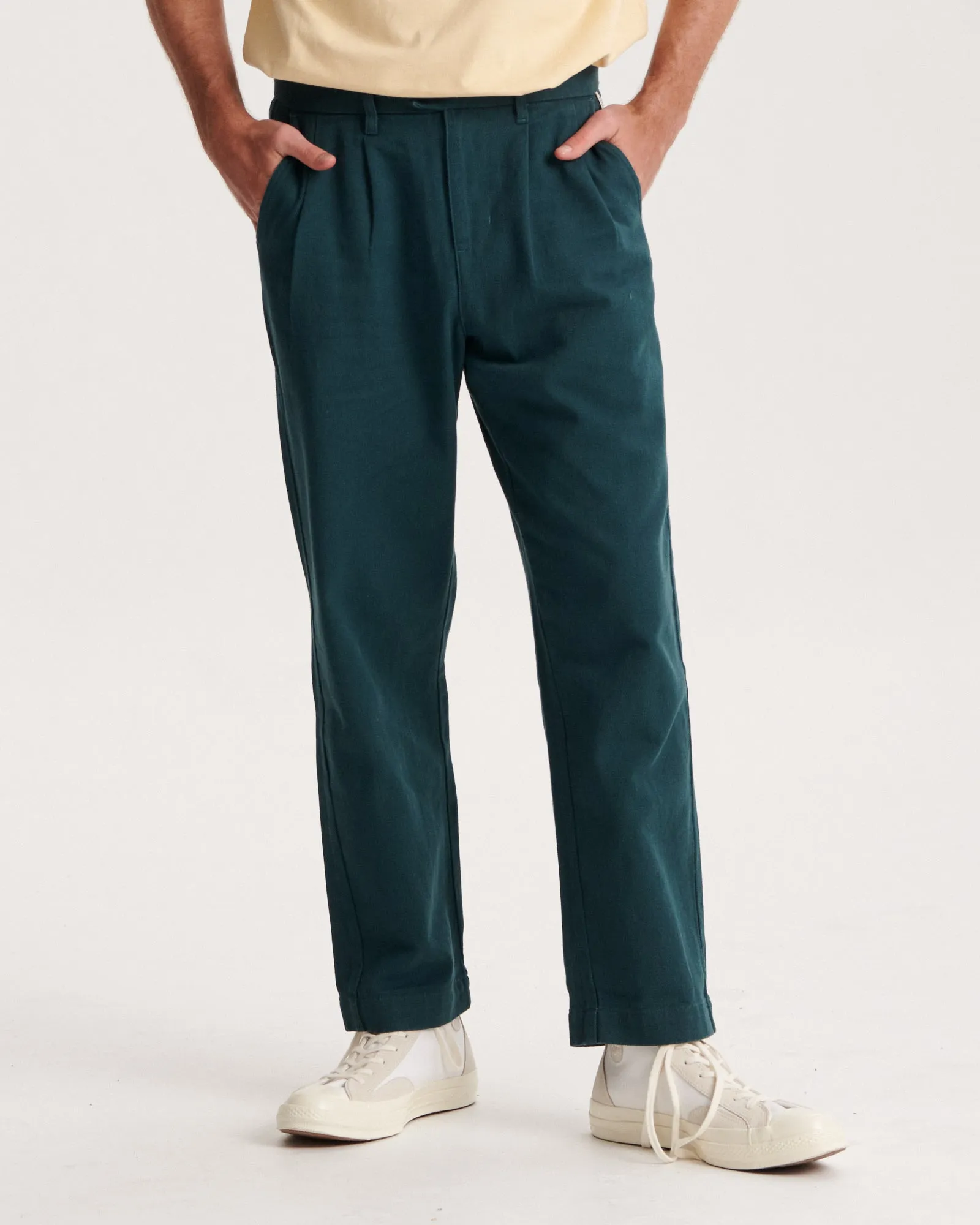 Harro Twill Pleat Pant - Green