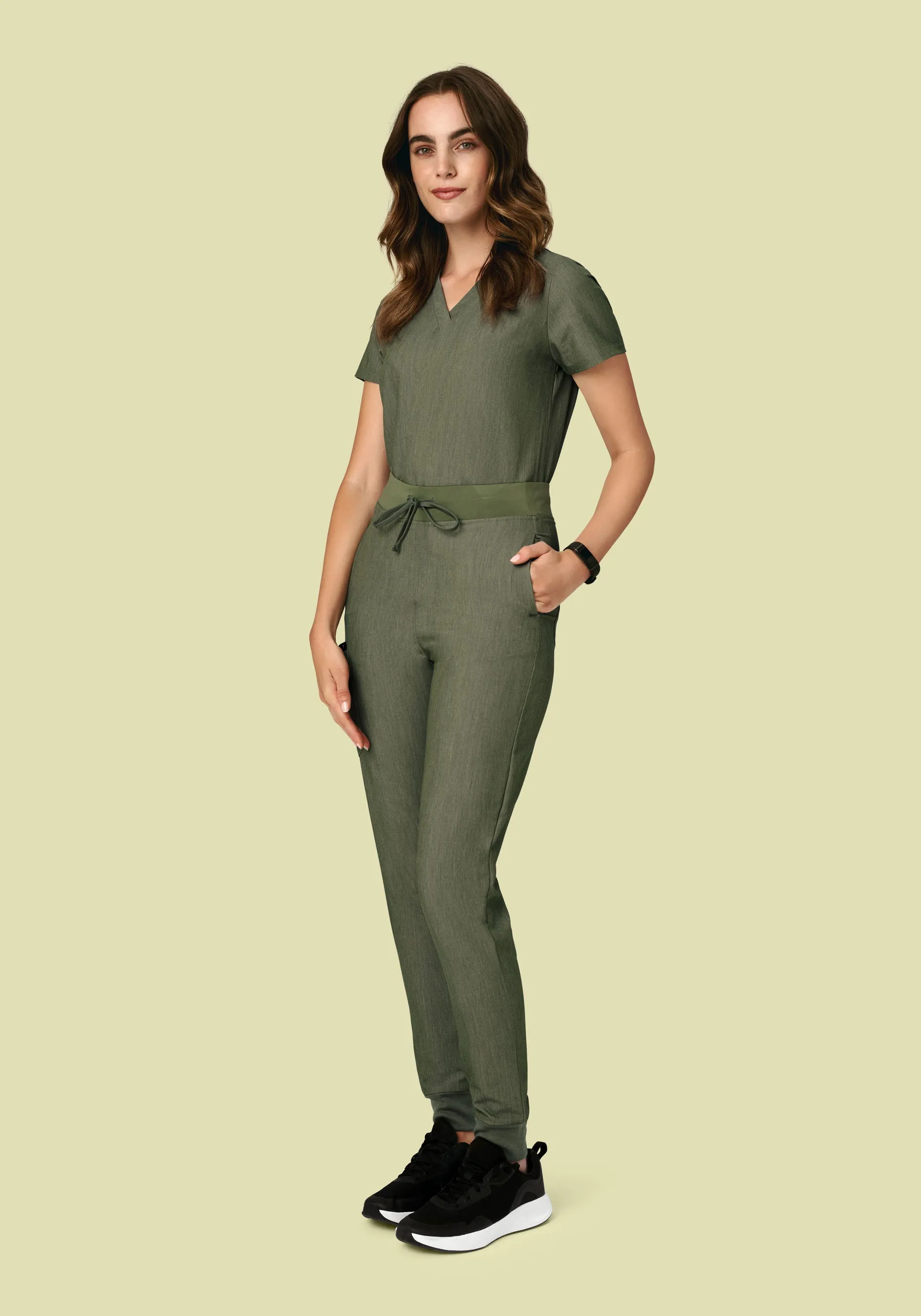 High Waisted Joggers Heather Olive