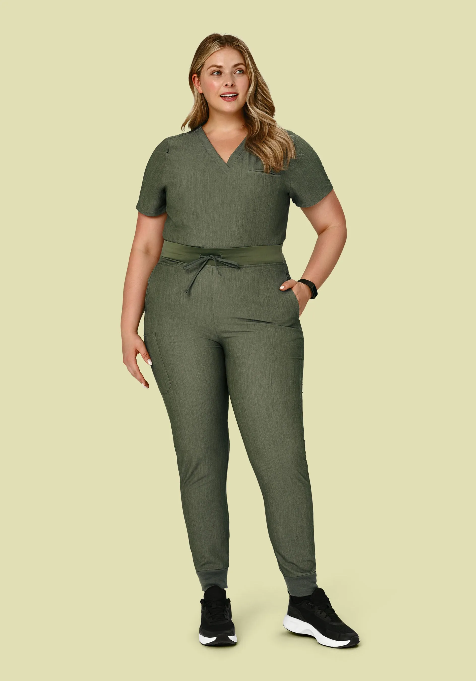 High Waisted Joggers Heather Olive