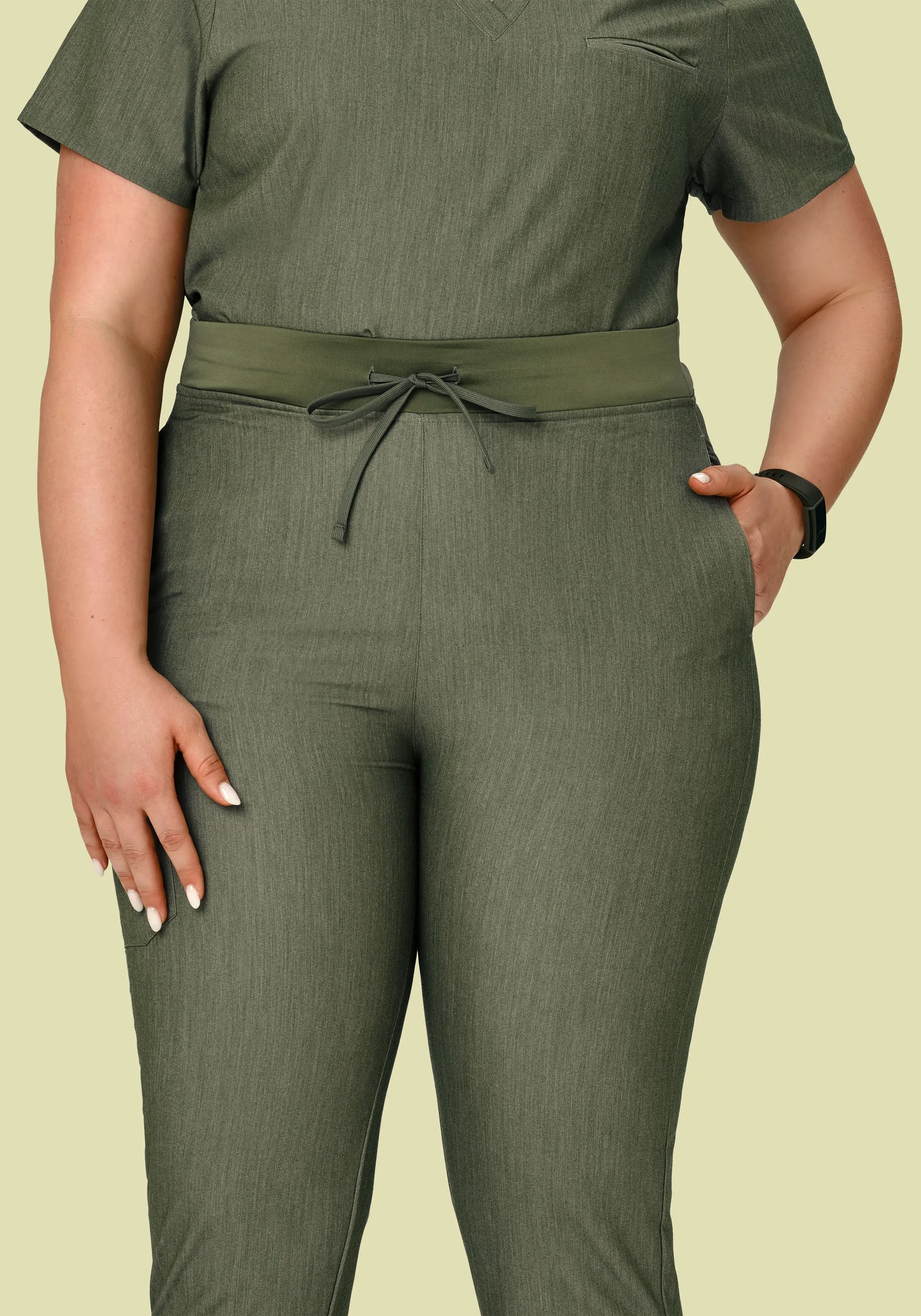 High Waisted Joggers Heather Olive