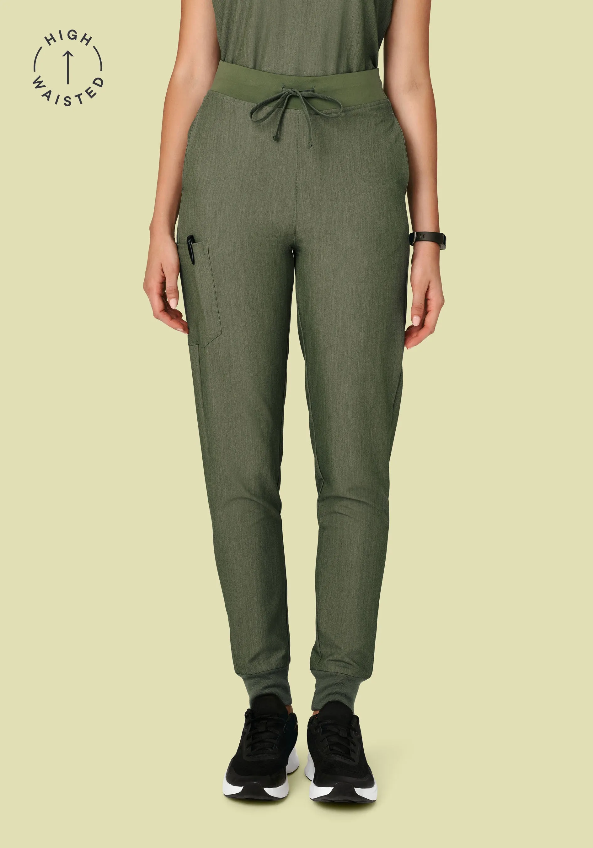 High Waisted Joggers Heather Olive