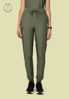 High Waisted Joggers Heather Olive