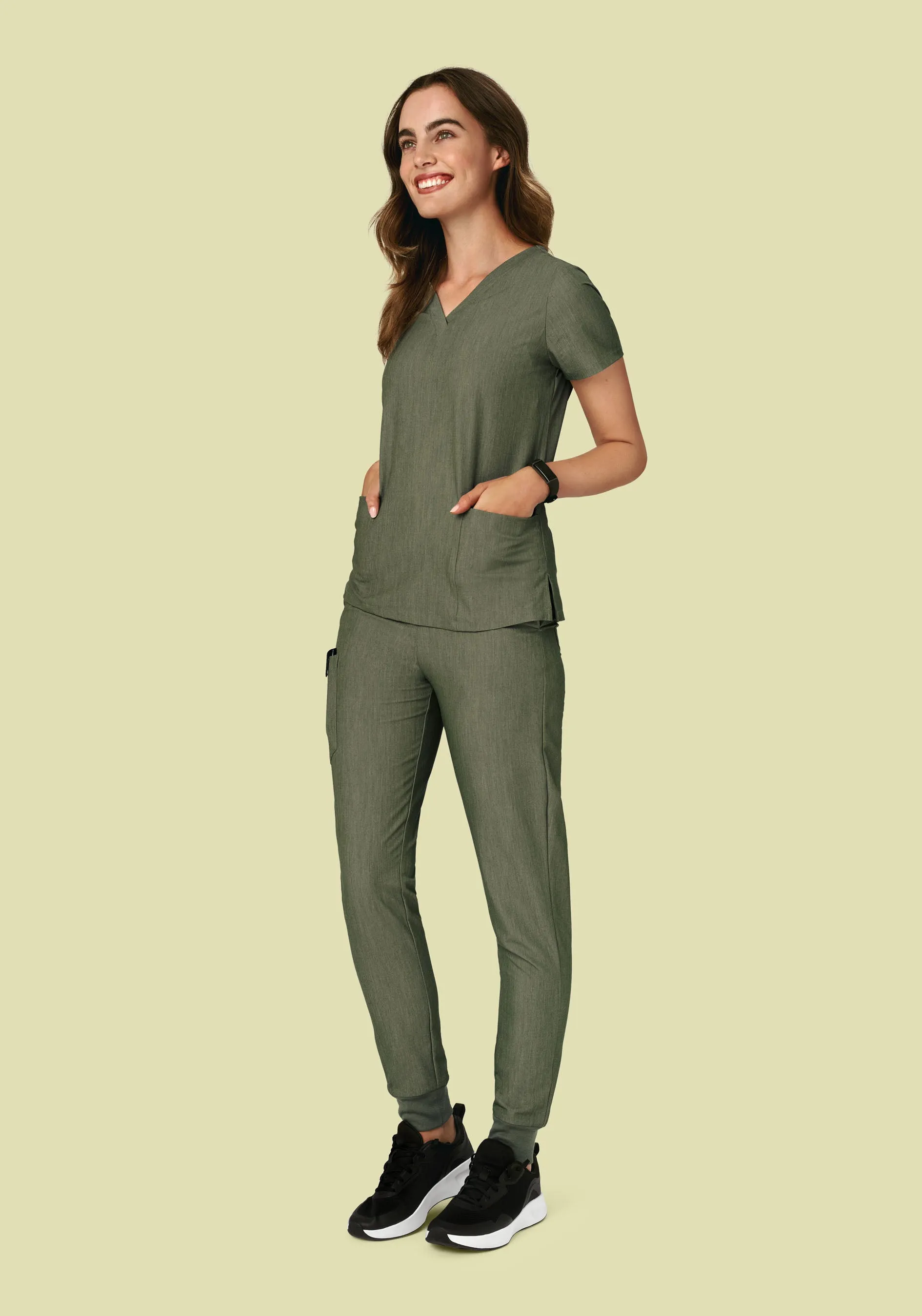 High Waisted Joggers Heather Olive