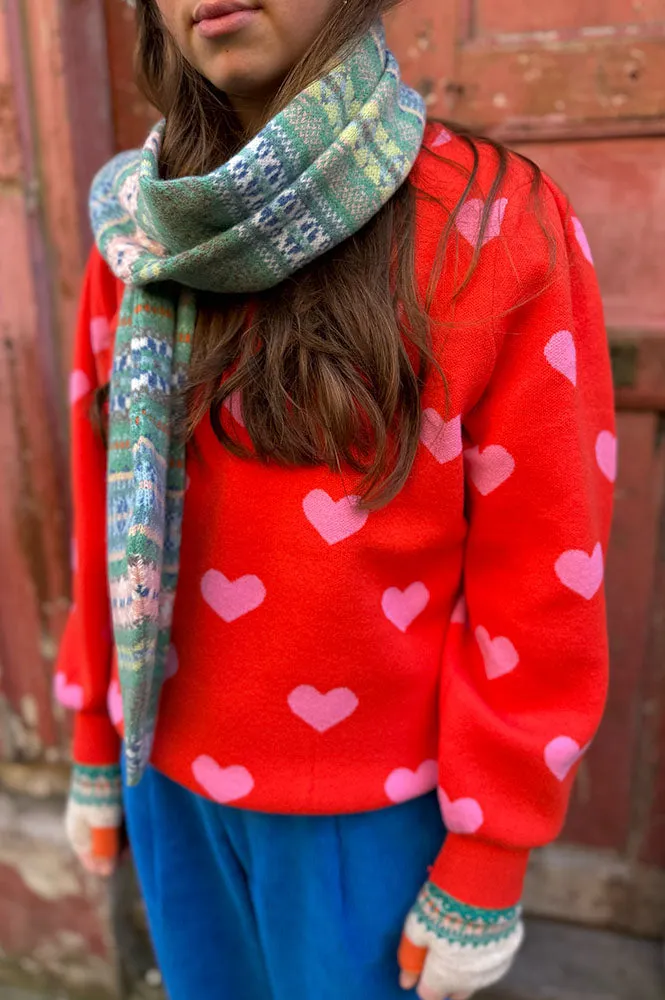 ICHI Brielle Red & Superpink Knitted Pullover