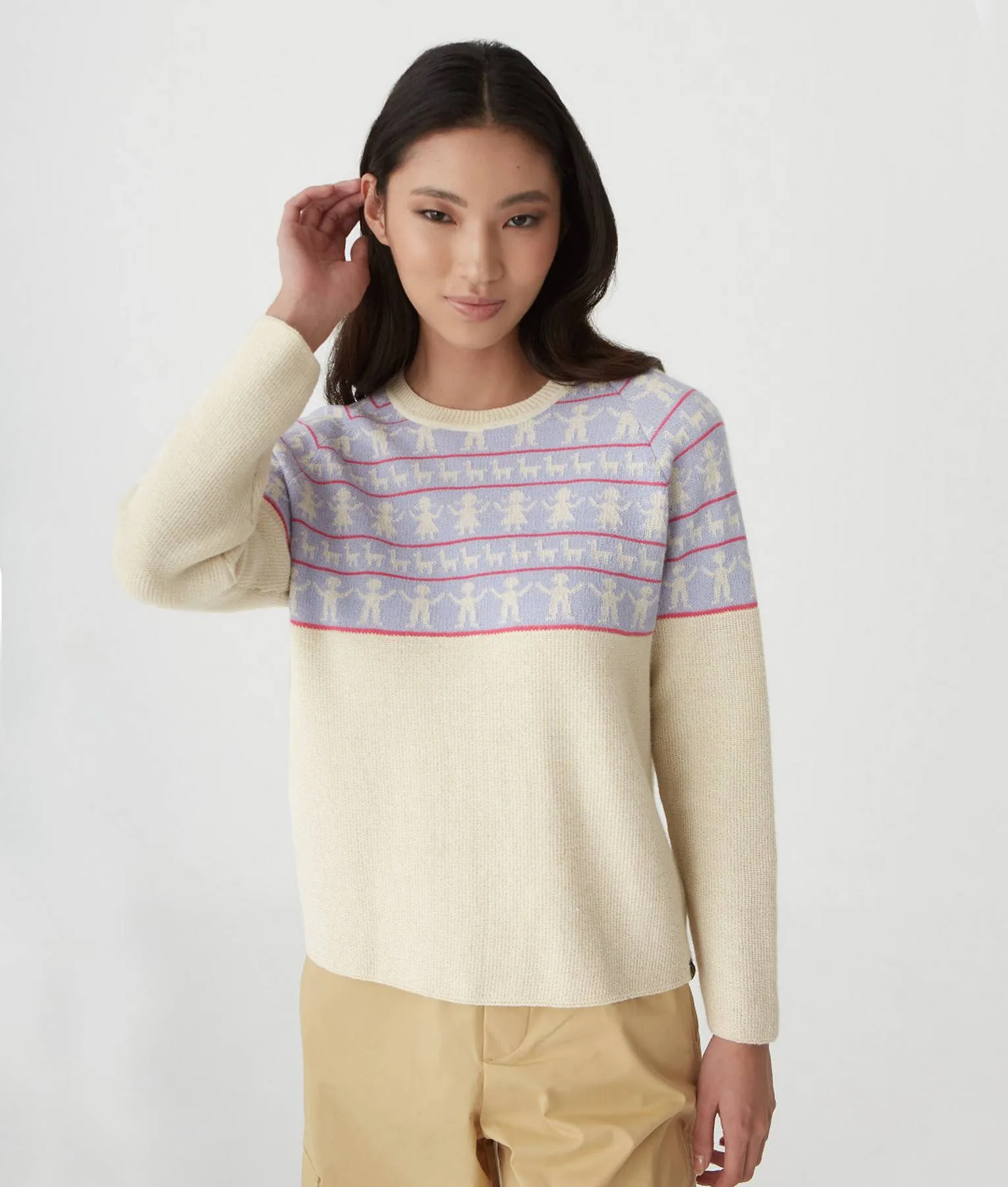 Jacquard Rising Crew Neck Pullover