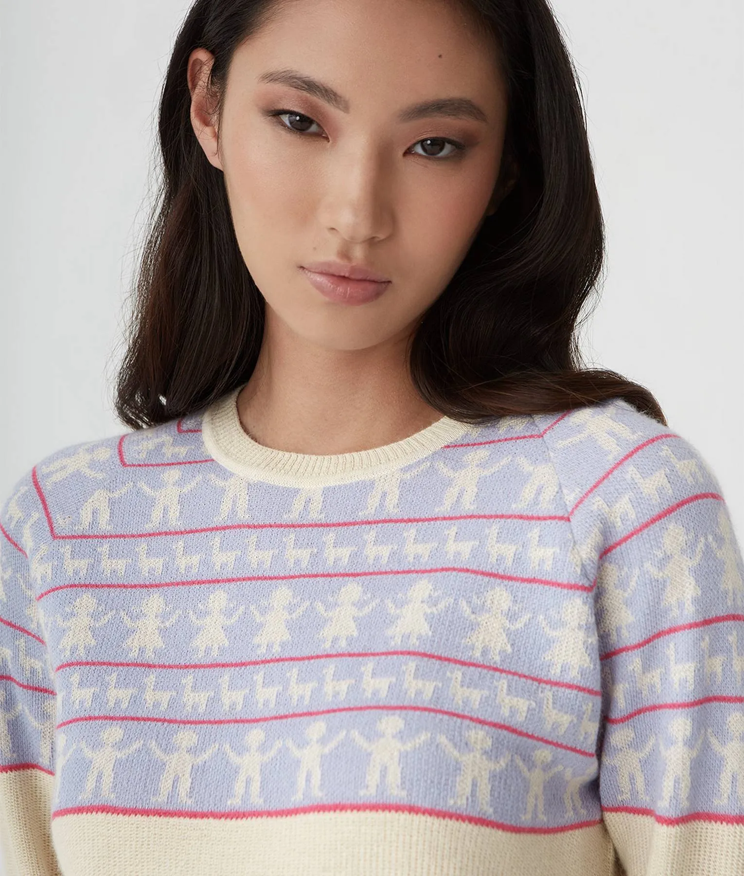 Jacquard Rising Crew Neck Pullover