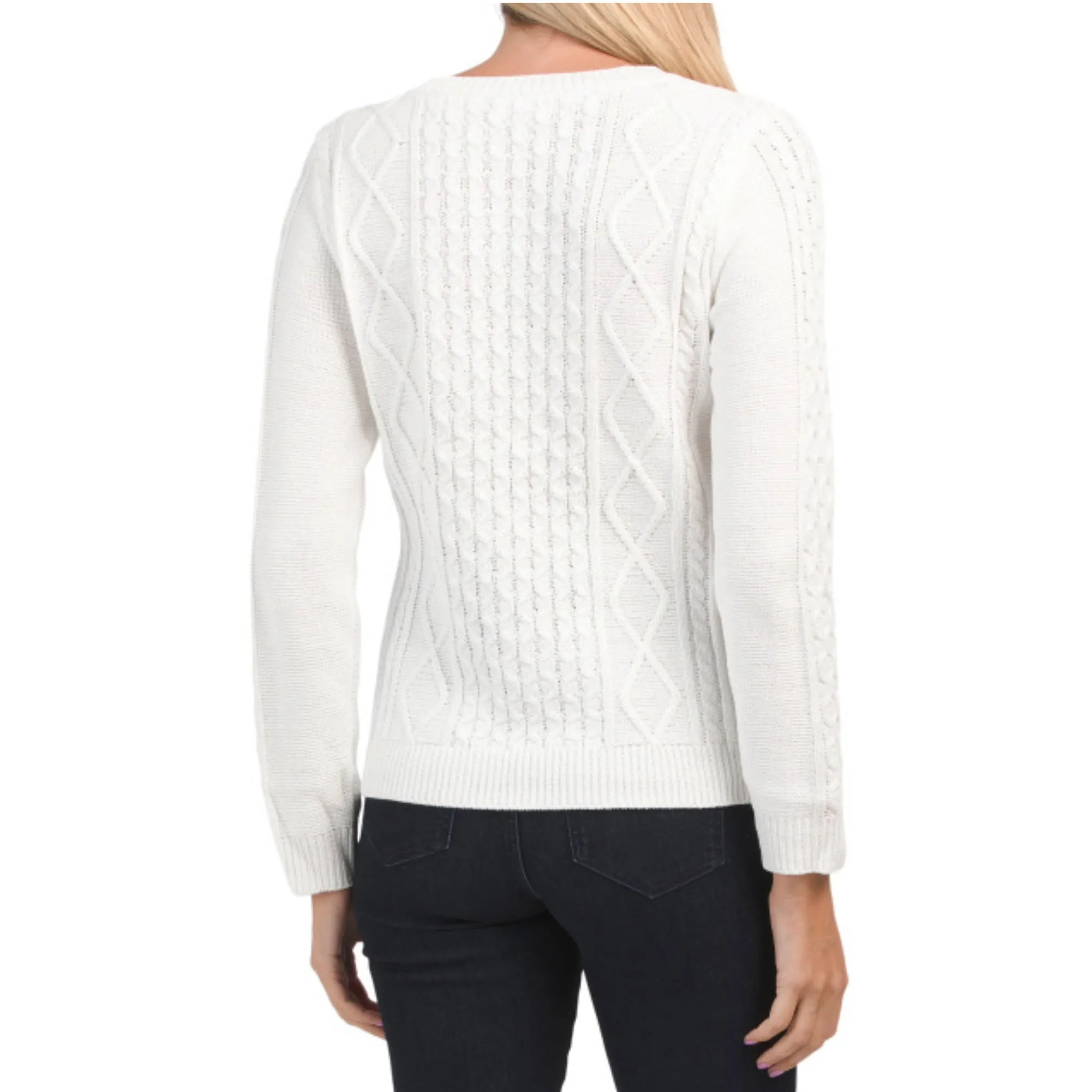 Kaily K Women's Cut Out Soft Cotton Blend Cable Knit Sweater