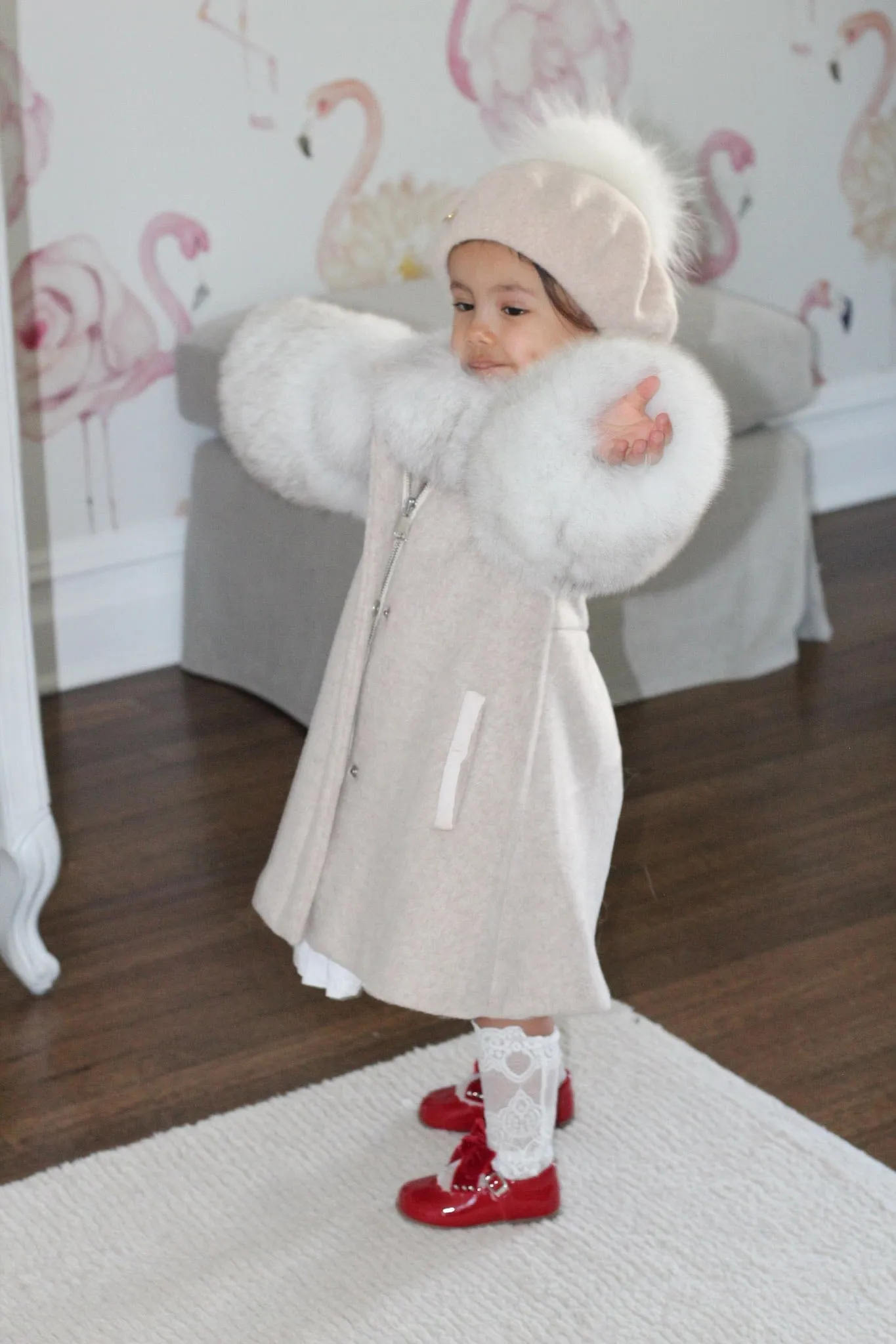 Karenina Grey Fur Wool Coat