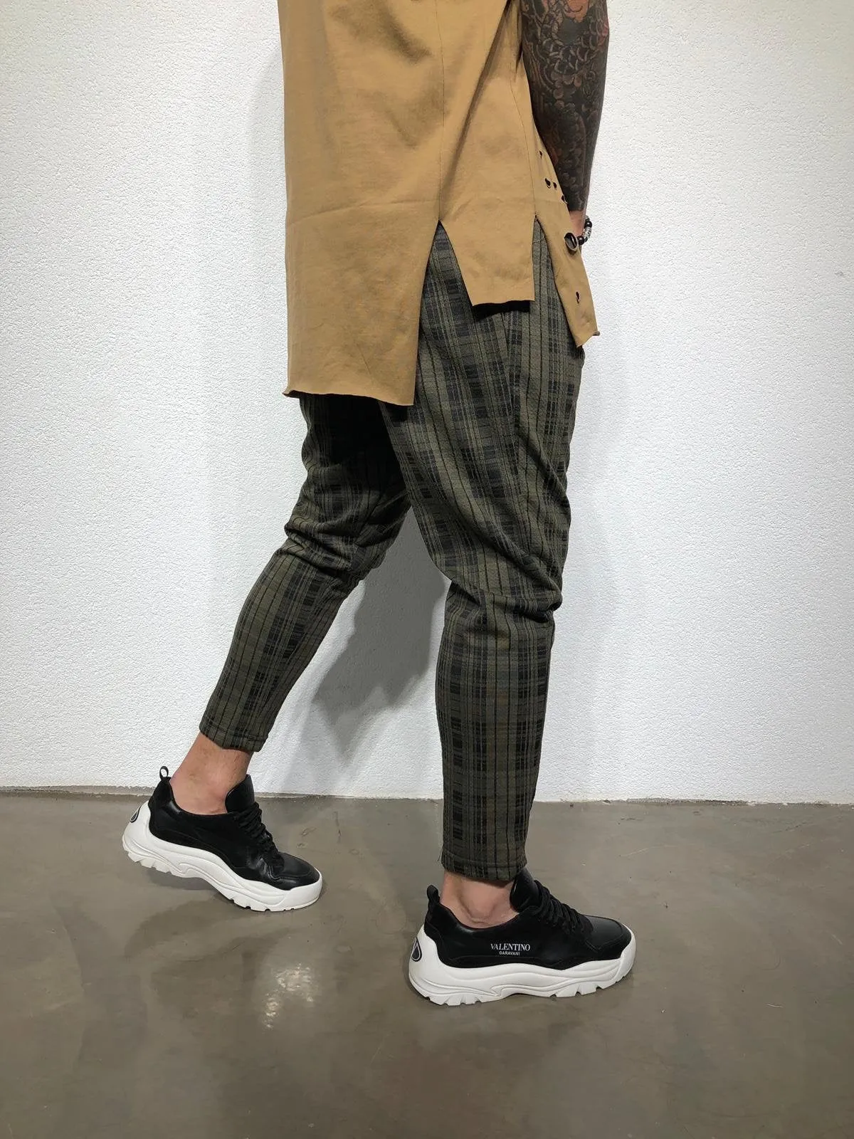 Khaki Checkered Jogger Pant BL210 Streetwear Jogger Pants