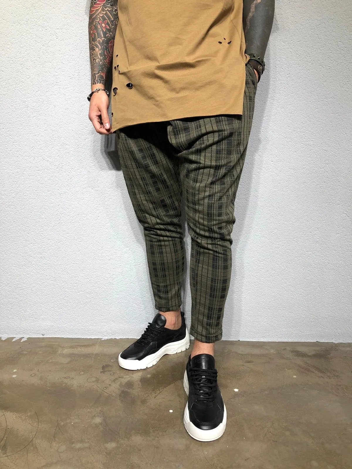 Khaki Checkered Jogger Pant BL210 Streetwear Jogger Pants