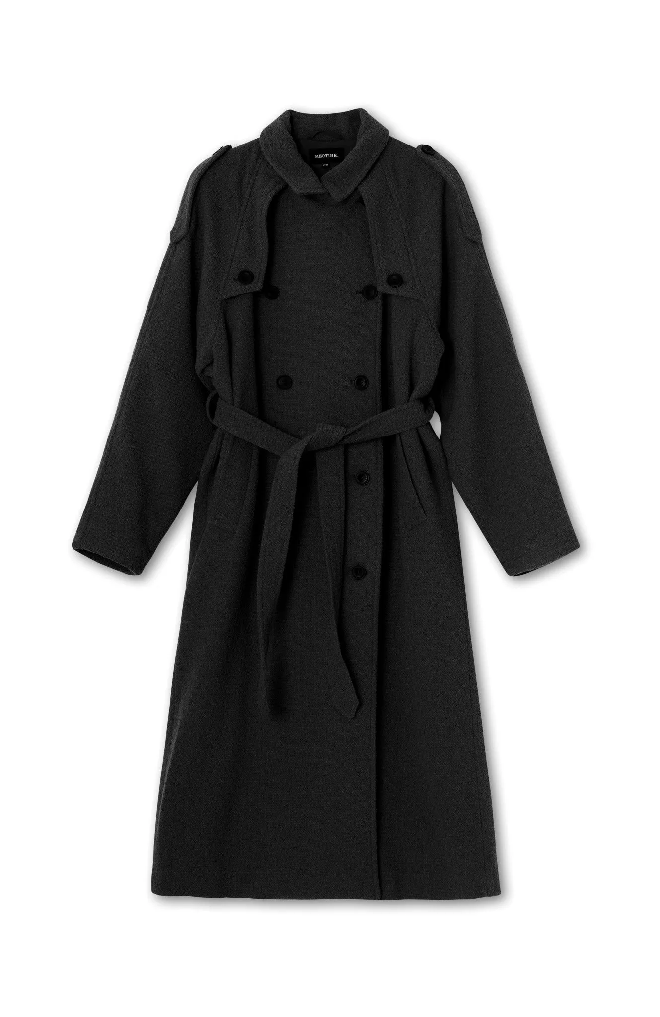 KIRA BOUCLE TRENCHCOAT - BLACK