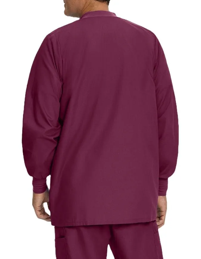 Landau 31.5 Inch Men's Snap Front Rib Knit Scrub Jacket