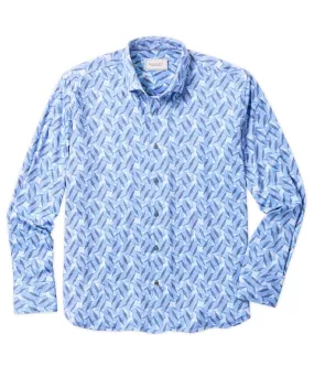 Leaf Pattern Woven Stretch Sport Shirt